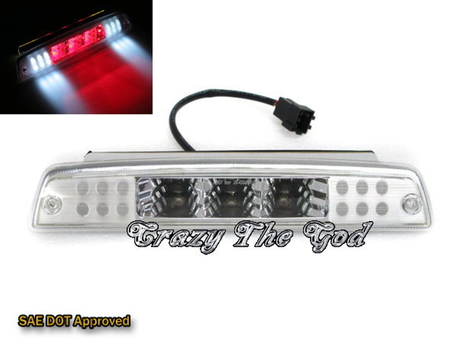 CrazyTheGod Ram 1500/2500/3500 BR/BE Second generation 1994-2002 Pickup 2D LED Rear Tail Third Brake Light Chrome for DODGE
