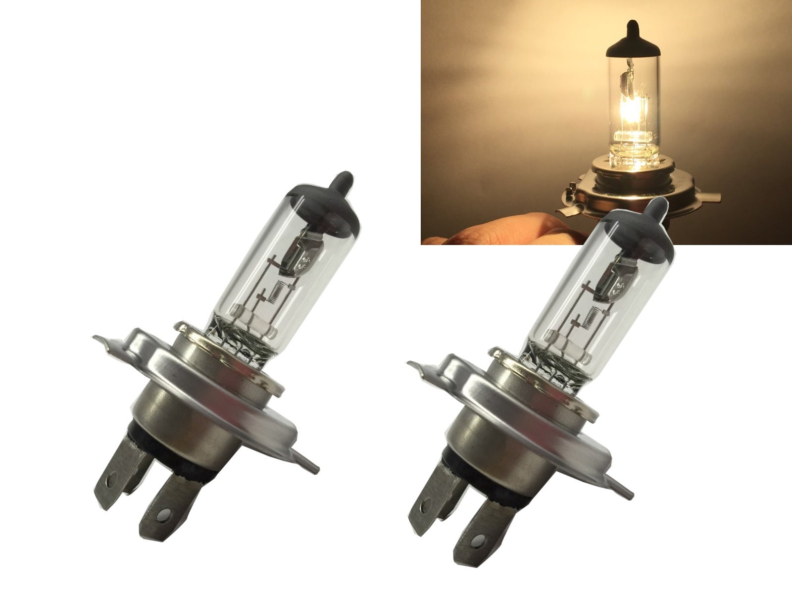 CrazyTheGod Bulb 2PCS H4 55W Halogen Headlight Headlamp E-Mark E13