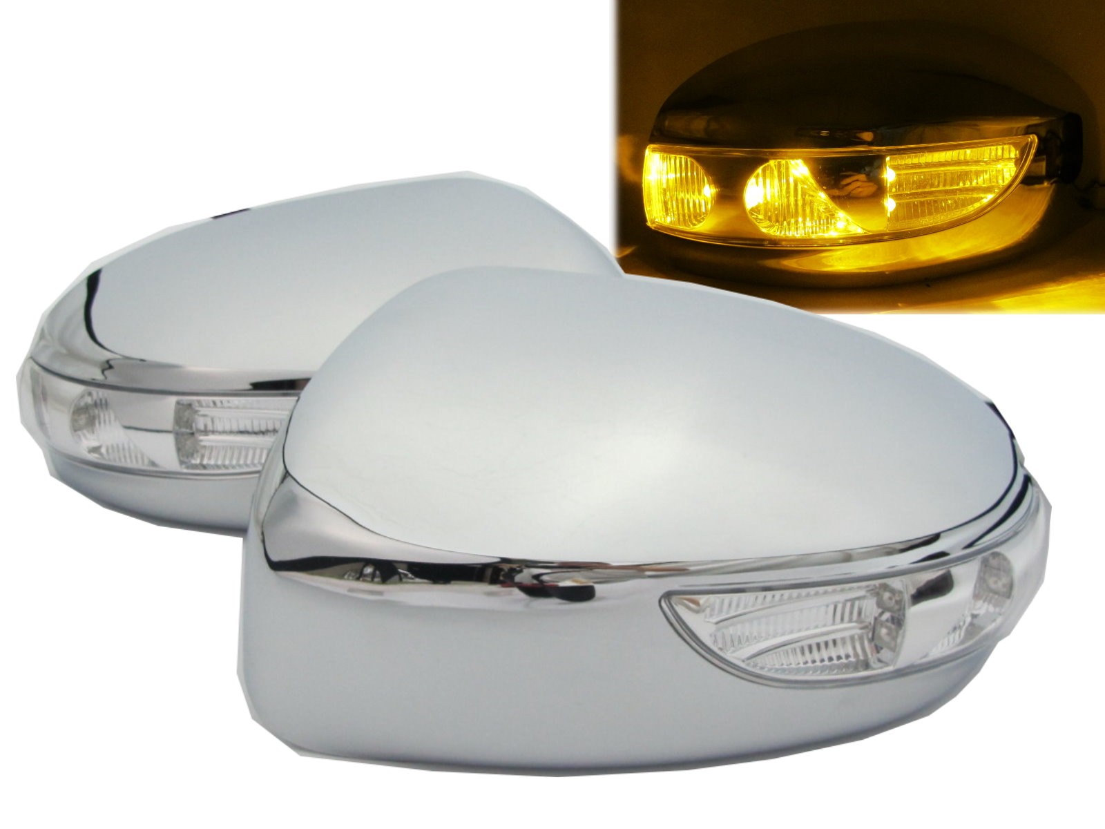CrazyTheGod FX30d FX35 FX37 FX50 S51 2009-2013 Amber LED Signal Mirror Cover CHROME for INFINITI