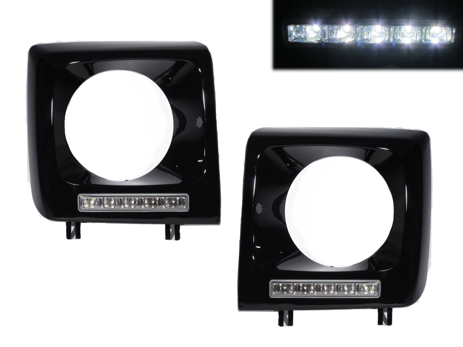 CrazyTheGod W463 1990-2013 DRL Daytime Running LED Headlight Cover Black#197 for Mercedes-Benz