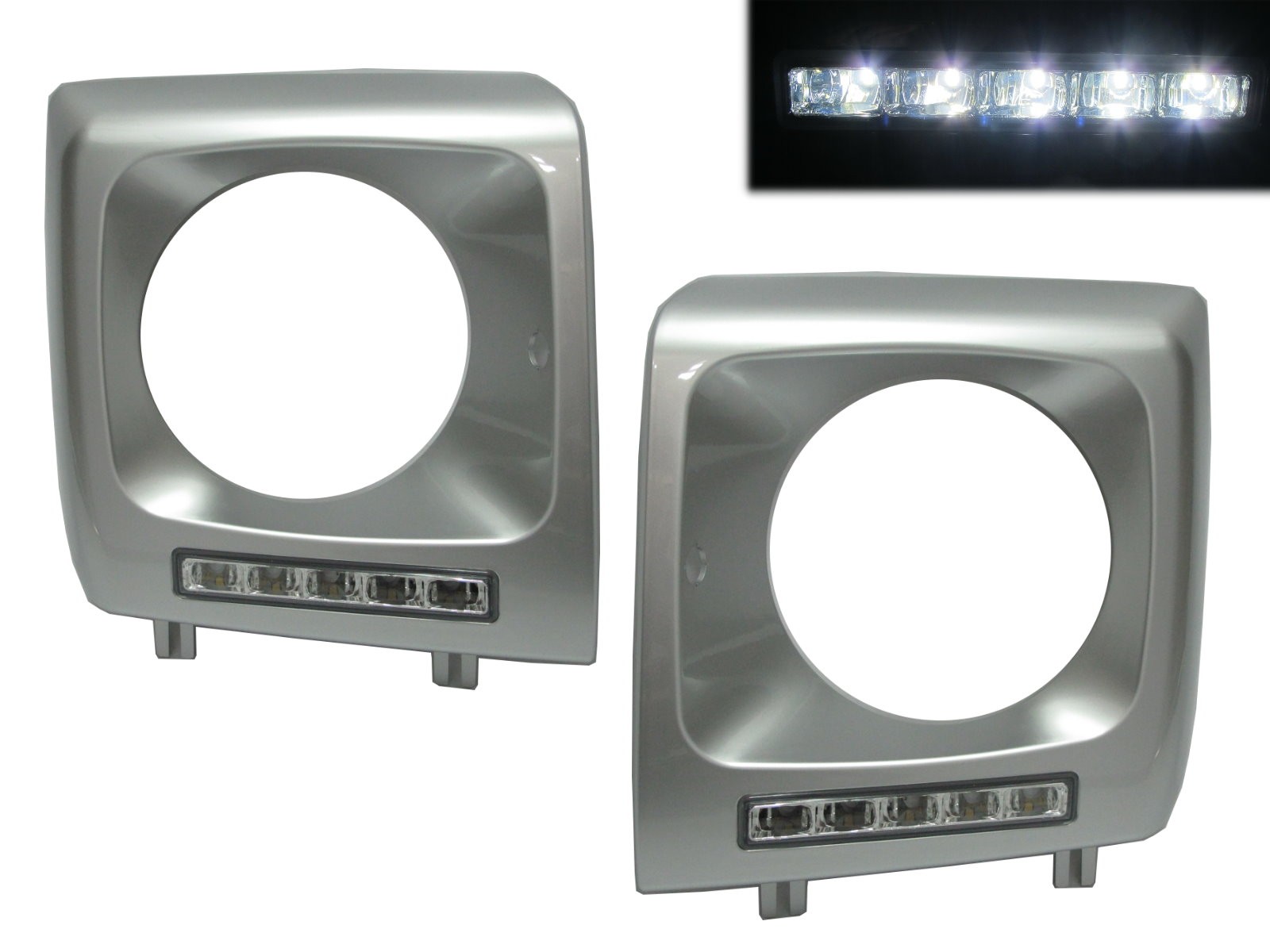 CrazyTheGod W463 1990-2013 DRL Daytime Running LED Headlight Cover Silver#775 for Mercedes-Benz