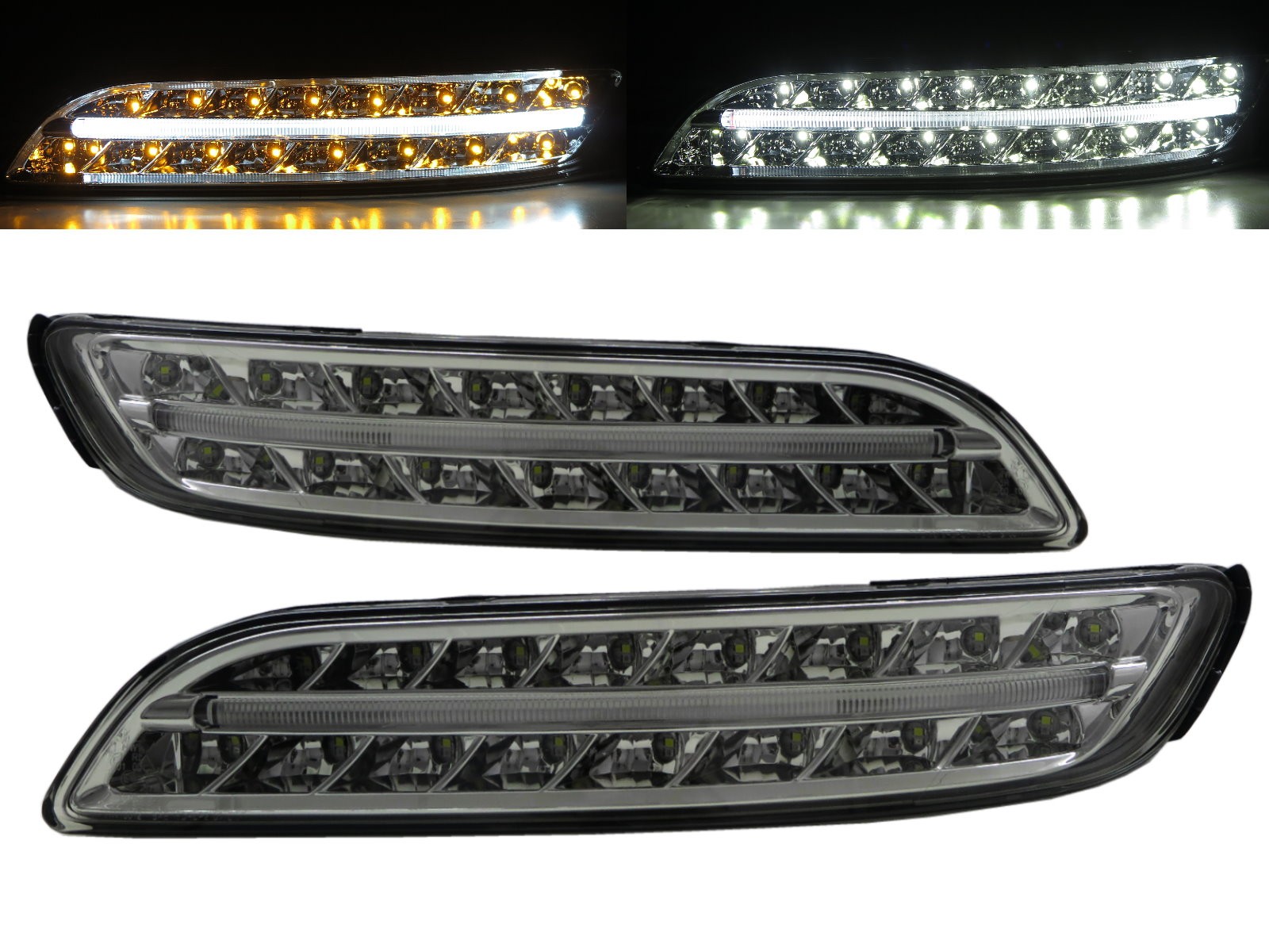 CrazyTheGod CARRERA 911 997 First generation 2005-2008 Coupe/Convertible 2D LED Dynamic Turn signal DRL Daytime Running Light Lamp Chrome for PORSCHE