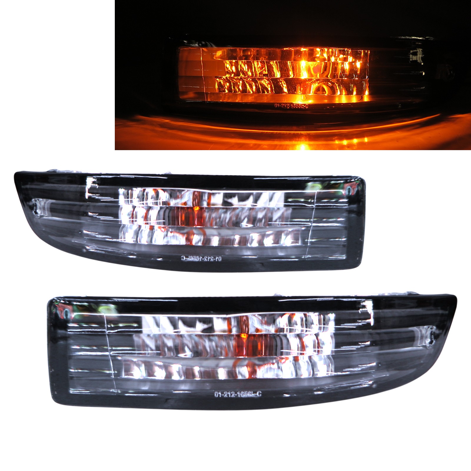CrazyTheGod Carina E ST190/191 Sixth generation 1992-1996 Sedan 4D Clear Front Bumper Signal Light Black for TOYOTA