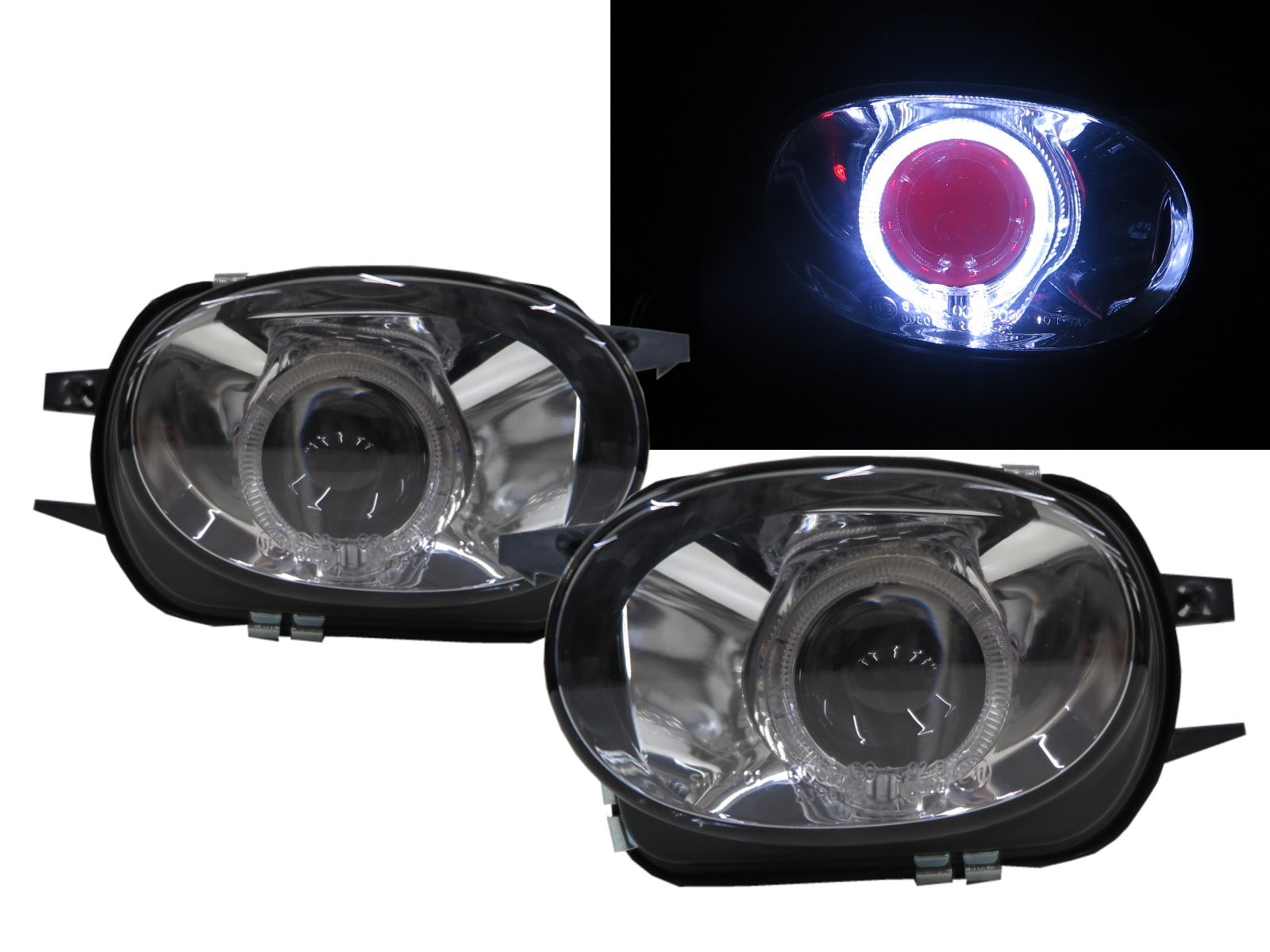 CrazyTheGod CLK-CLASS W209/C209 CLK55 AMG Second generation 2003-2006 Coupe/Convertible 2D Guide LED Halo Devil Eye Projector Fog Light Lamp for Mercedes-Benz