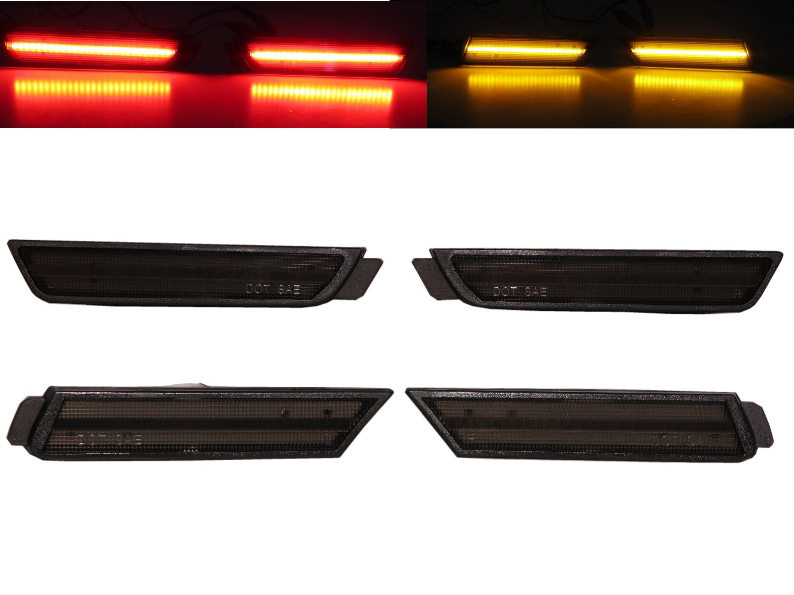 CrazyTheGod Camaro Fifth generation 2010-2015 Coupe/Convertible 2D LED Front+Rear Side Marker Light SMOKE for CHEVROLET CHEVY