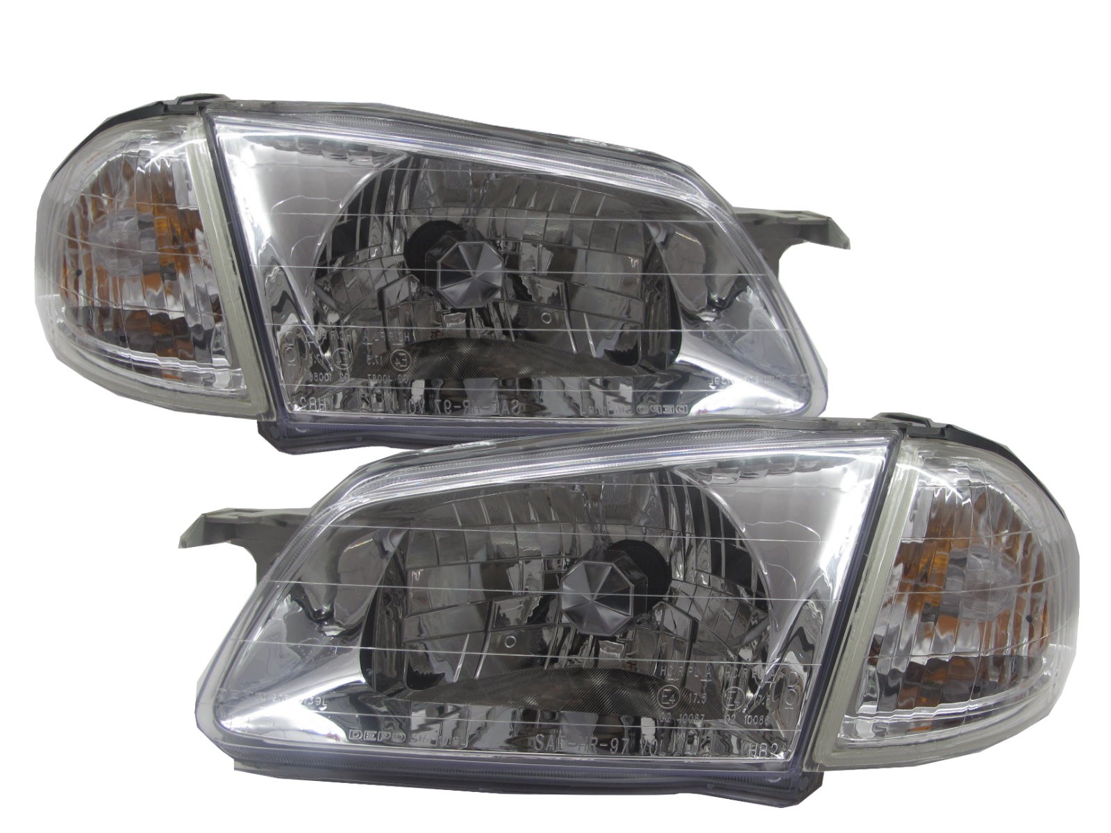 CrazyTheGod Tierra BJ 1998-2000 Sedan/Wagon Clear Headlight Headlamp CHROME V1 for FORD LHD