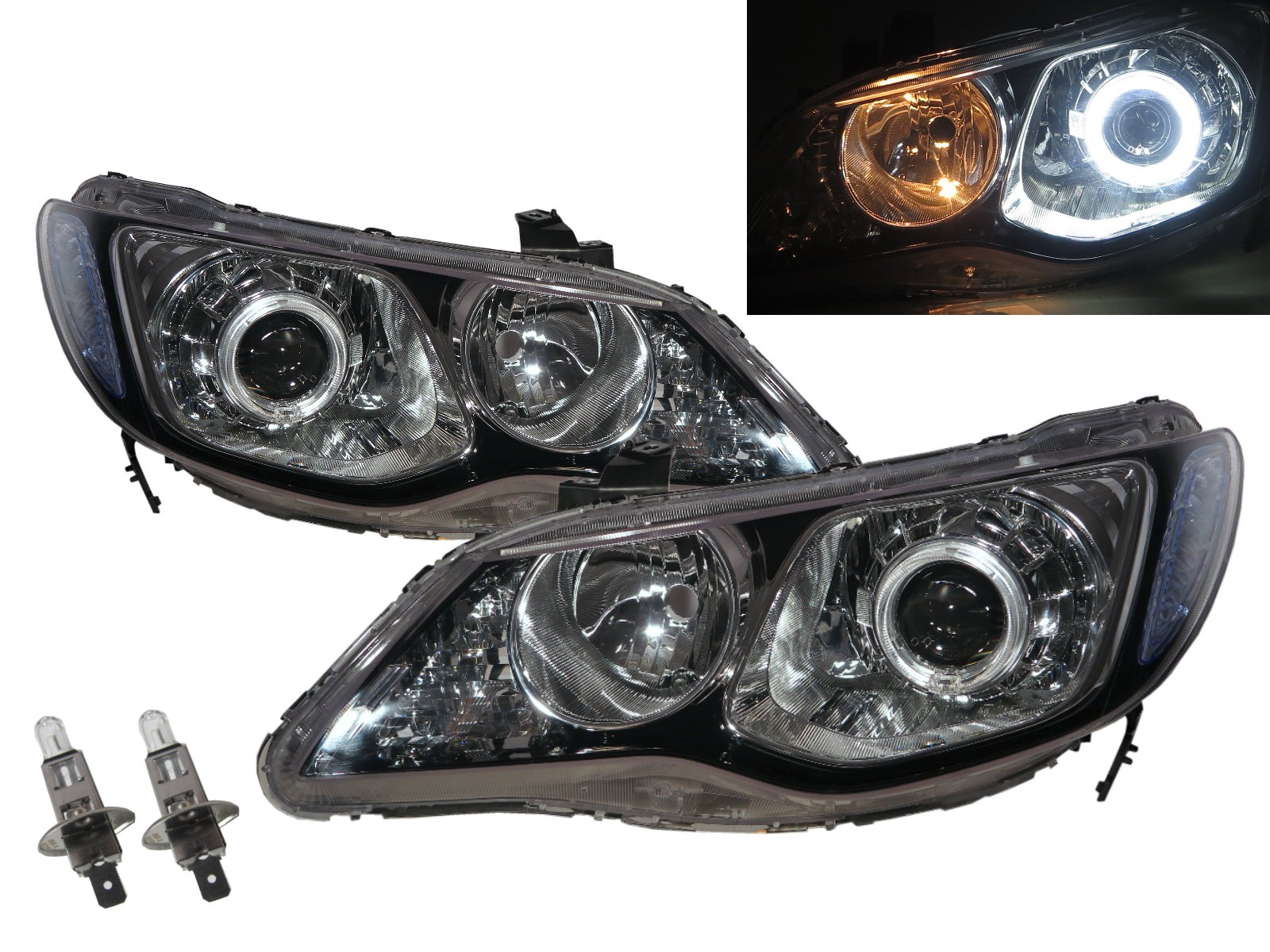 CrazyTheGod CSX 2006-2011 Sedan 4D Guide LED Angel-Eye Projector Headlight Headlamp Black RussiaSouth AfricaASIAJAPANAustralia for ACURA LHD