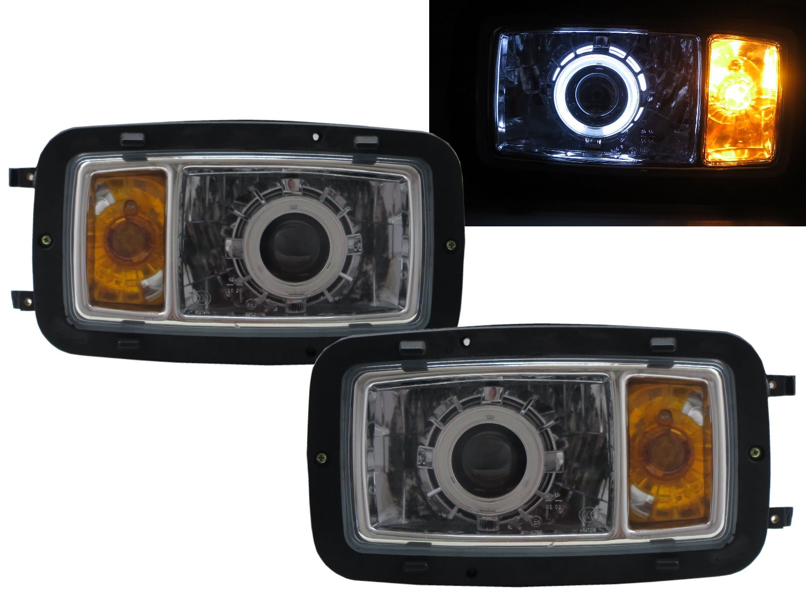CrazyTheGod TRUCK-NG NG80 1980-1991 Truck 2D CCFL Projector Headlight Headlamp Chrome for Mercedes-Benz LHD