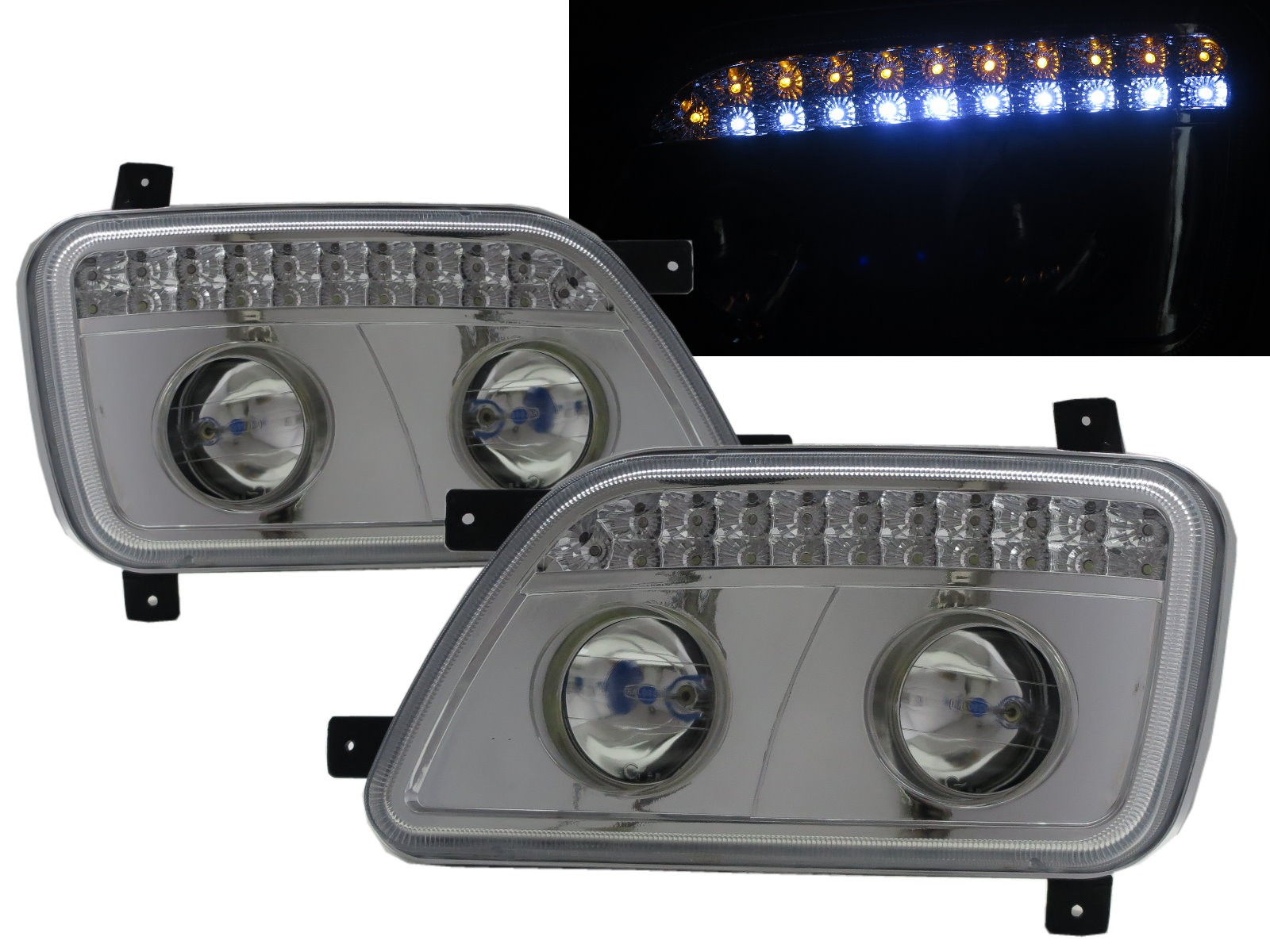 CrazyTheGod TRUCK-ACTROS MP2 BM 930-934 2003-2008 Truck 2D LED Headlight Headlamp Chrome for Mercedes-Benz LHD