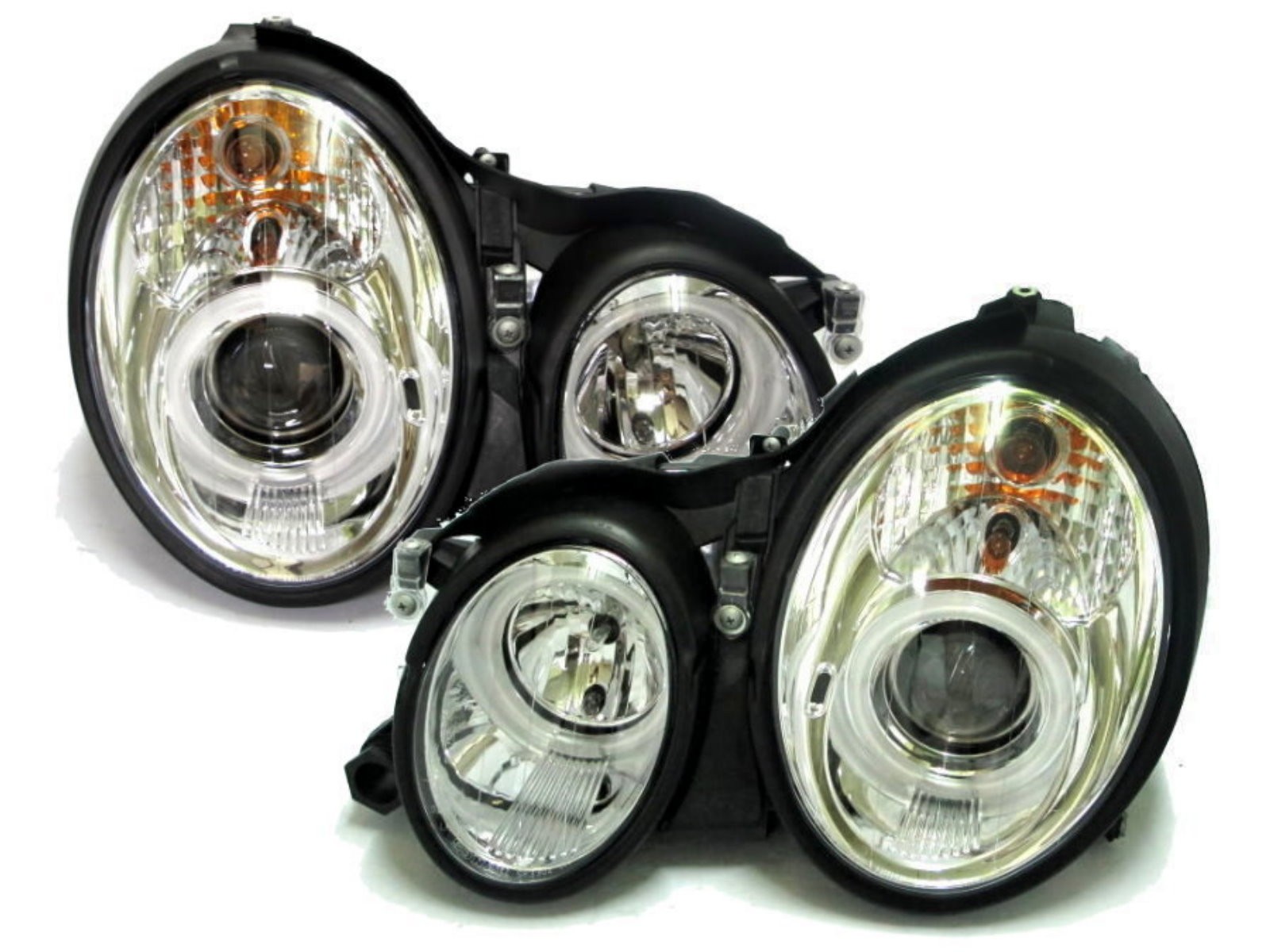 CrazyTheGod CLK-CLASS W208/C208 First generation 1997-2003 Coupe/Convertible 2D CCFL Projector Headlight Headlamp Chrome for Mercedes-Benz RHD