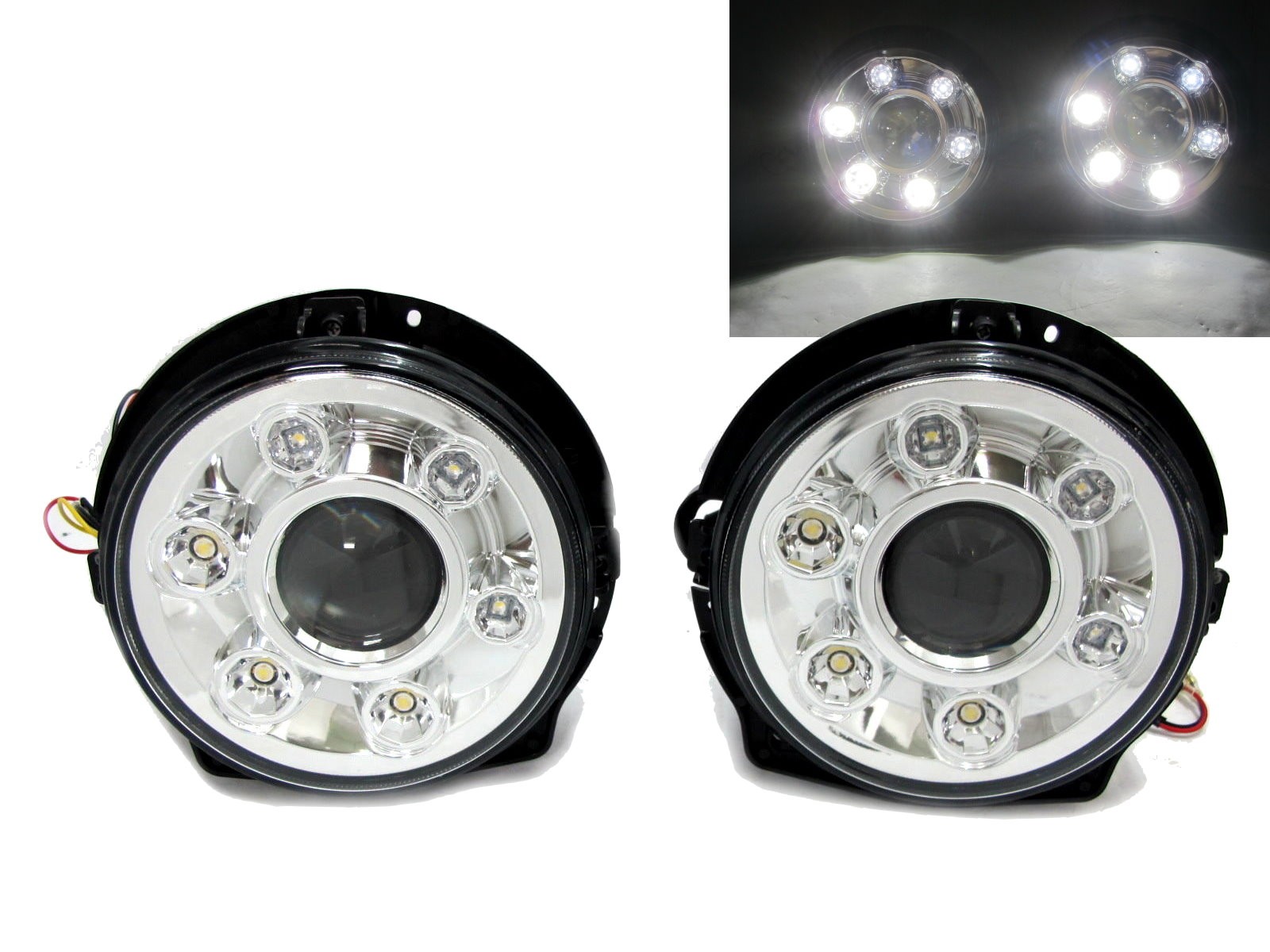 CrazyTheGod G-CLASS W463 1990-2006 Pre-Facelift Convertible/SUV 2D/3D/4D LED Projector Headlight Headlamp Chrome for Mercedes-Benz LHD
