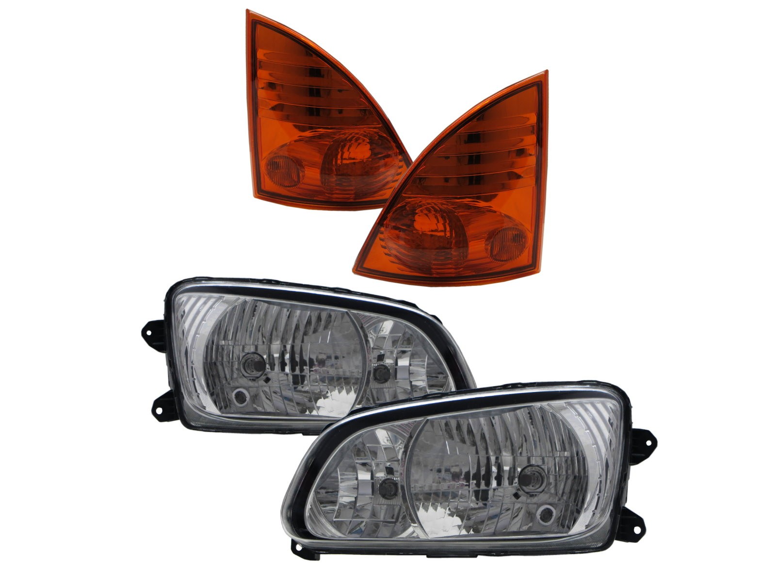 CrazyTheGod 500 2008-Present Truck 2D Clear W/ Corner Lamp Headlight Headlamp W/ Motor Chrome V2 for HINO LHD