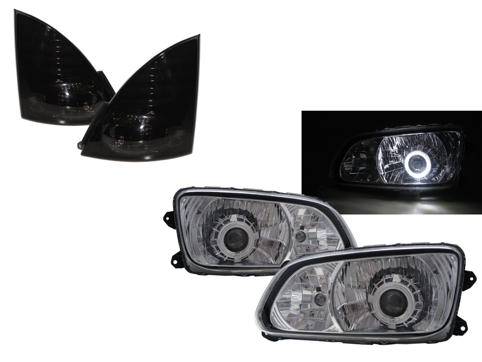CrazyTheGod 500 2008-present Truck 2D Guide LED Angel-Eye Projector W/ Corner Lamp Headlight Headlamp W/ Motor Chrome for HINO RHD