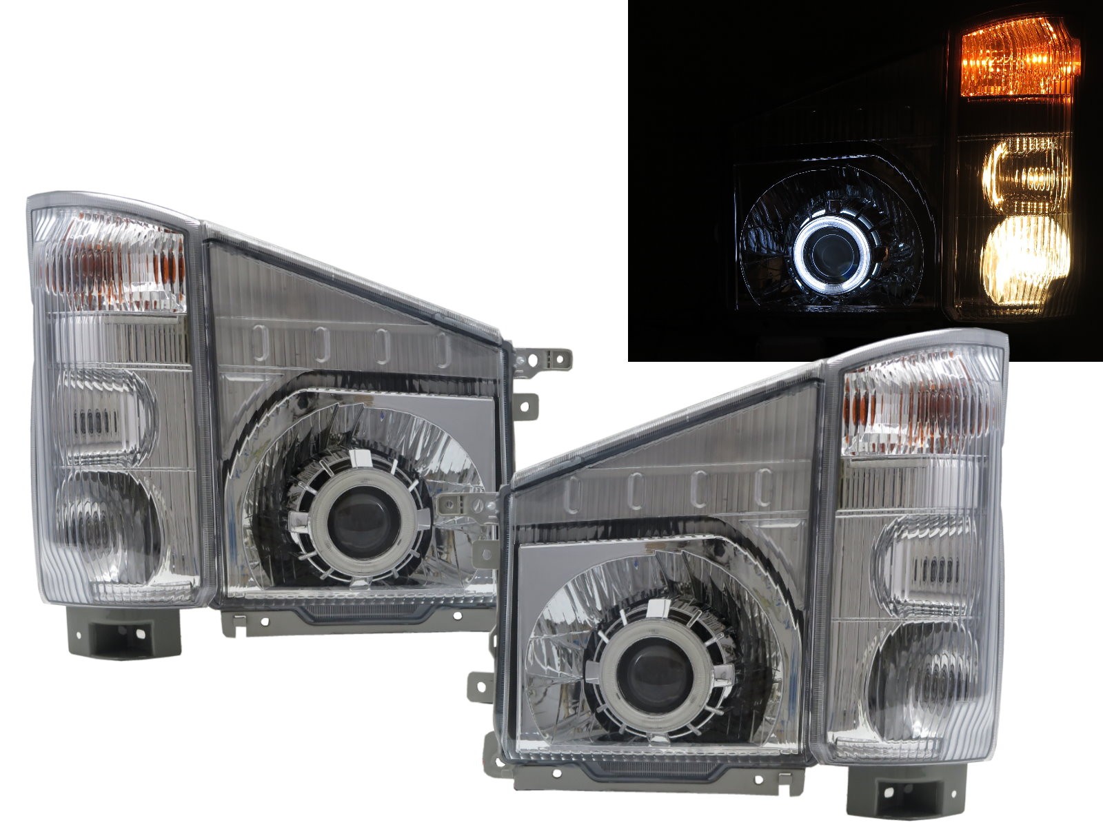 CrazyTheGod ELF 100P N-SERIES NJR85 Sixth generation 2007-present Truck CCFL Projector W/ Corner Lamp Headlight Headlamp Chrome for ISUZU LHD