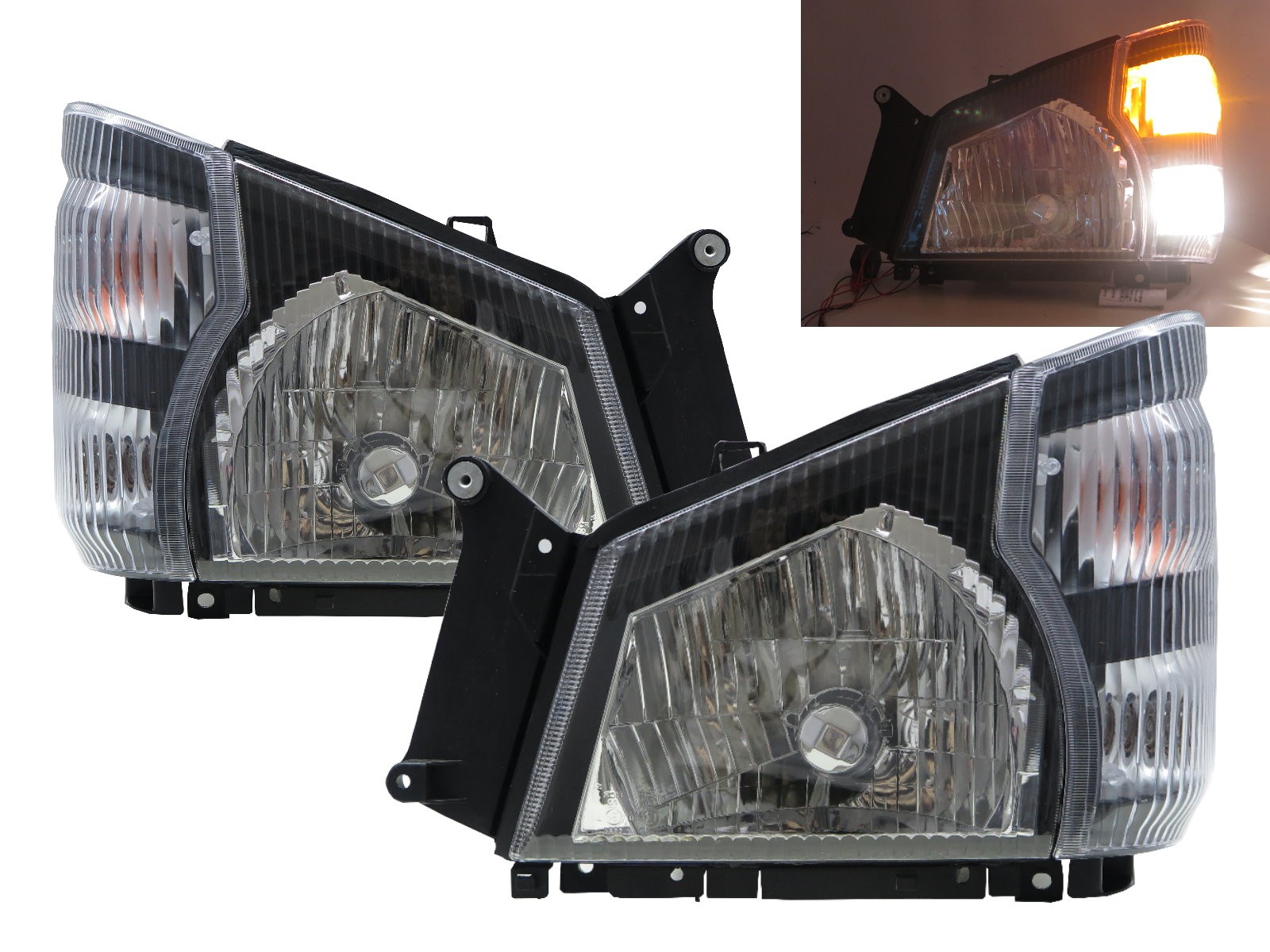 CrazyTheGod ELF 600P N-SERIES NPR NKR NHR 2004-Present Truck 2D Clear W/ Corner Lamp Headlight Headlamp Black for ISUZU LHD