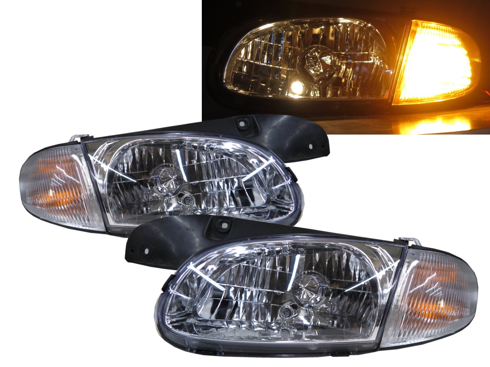 CrazyTheGod Qianlima 2003-2006 Sedan/Hatchback 4D/5D Clear W/ Corner Lamp Headlight Headlamp Chrome for KIA LHD