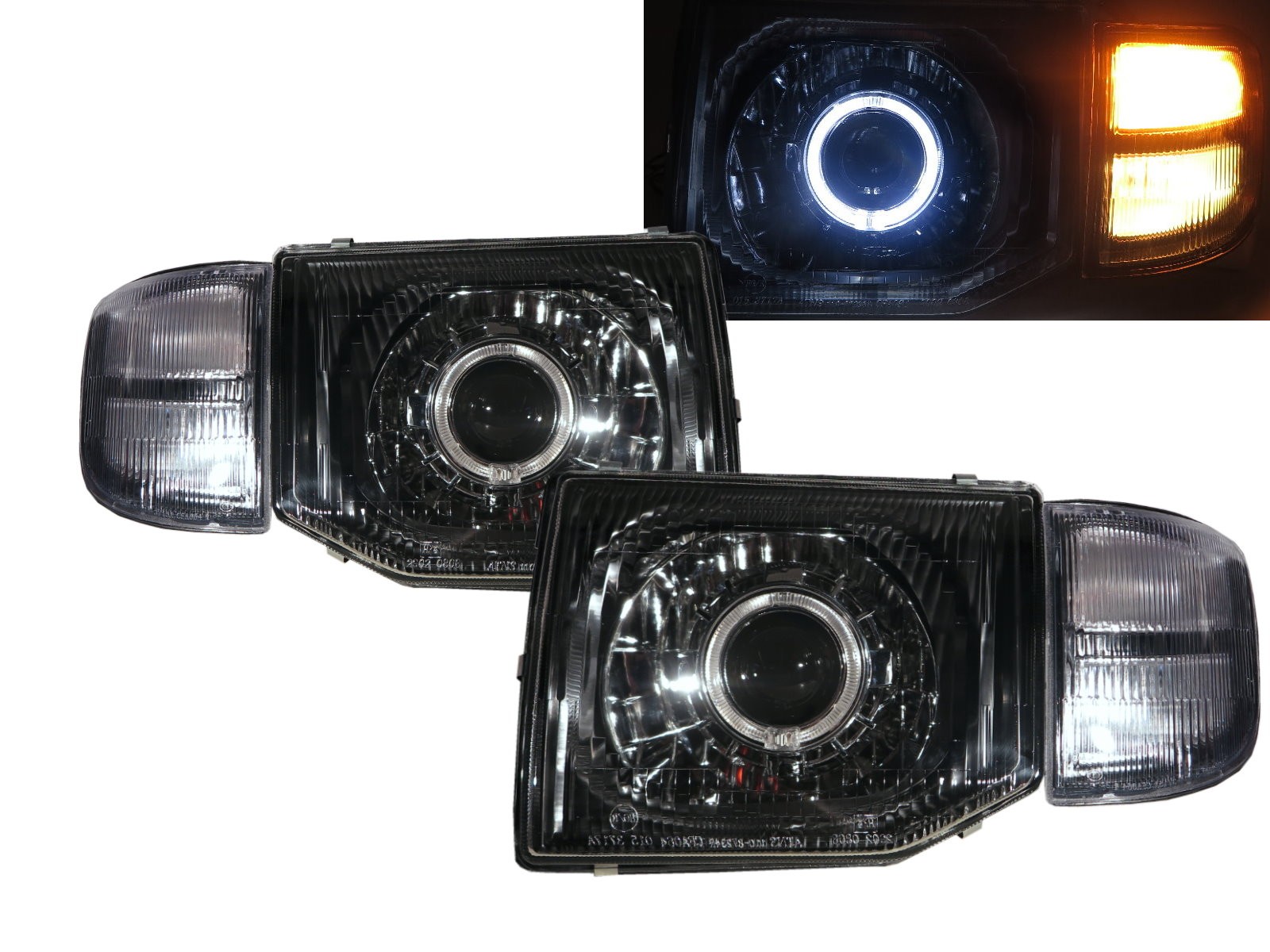 CrazyTheGod MONTERO Second generation 97-99 FACELIFT SUV Guide LED Angel-Eye Projector Headlight Headlamp Black for Mitsubishi RHD