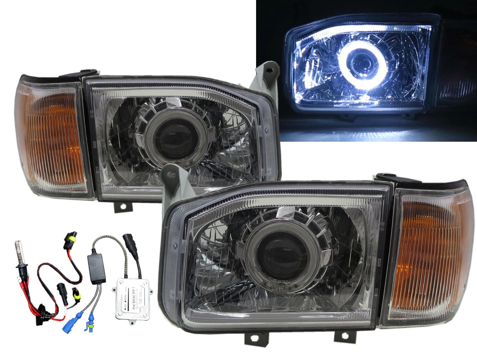 CrazyTheGod PATHFINDER R50 Second generation 2000-2004 SUV 5D Guide LED Angel-Eye HID W/ Corner Lamp Headlight Headlamp Chrome for NISSAN RHD
