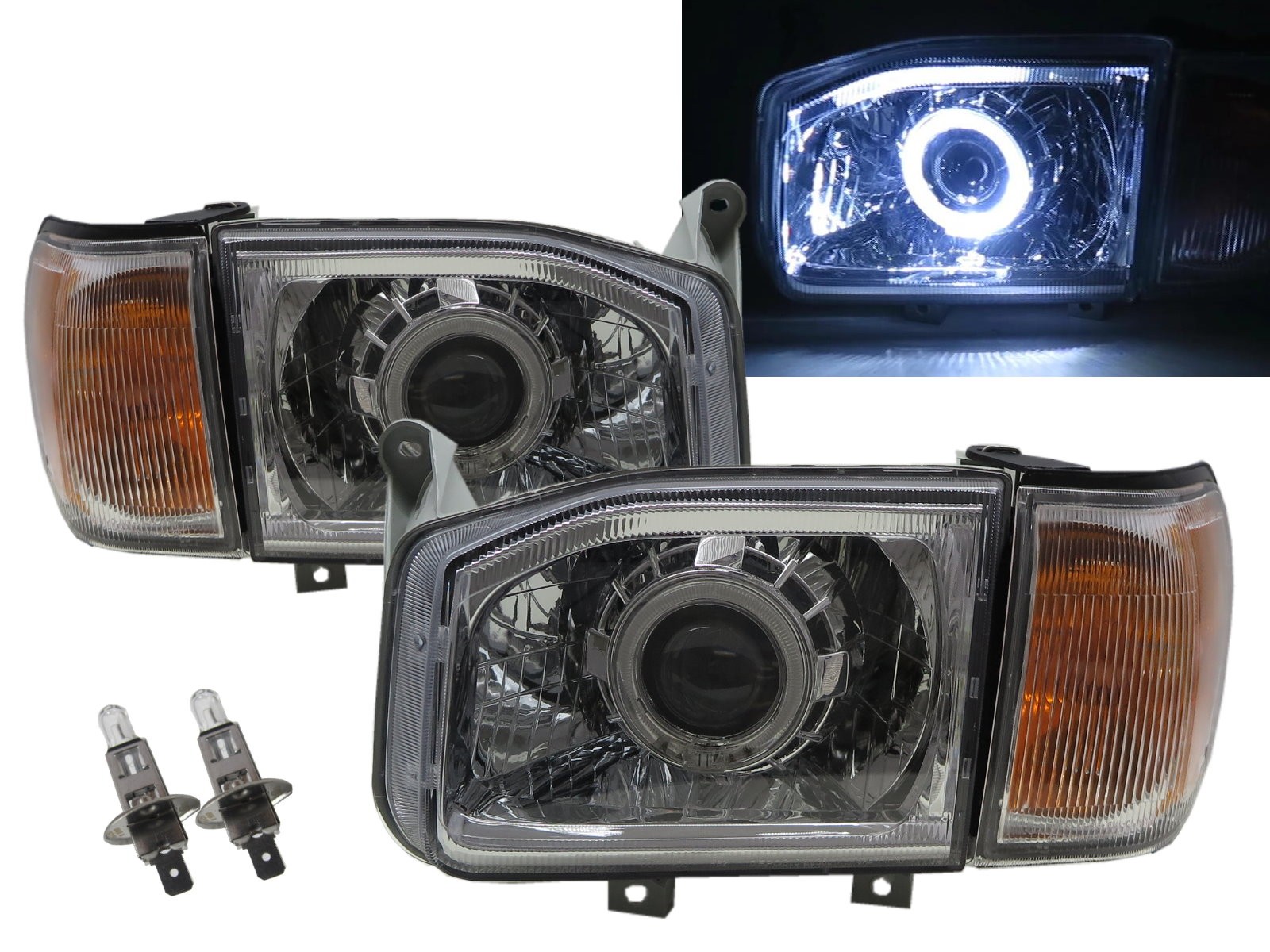 CrazyTheGod TERRANO R50 Second generation 1999-2004 SUV 5D LED Halo Projector Halogen W/ Corner Lamp Headlight Headlamp Chrome for NISSAN RHD