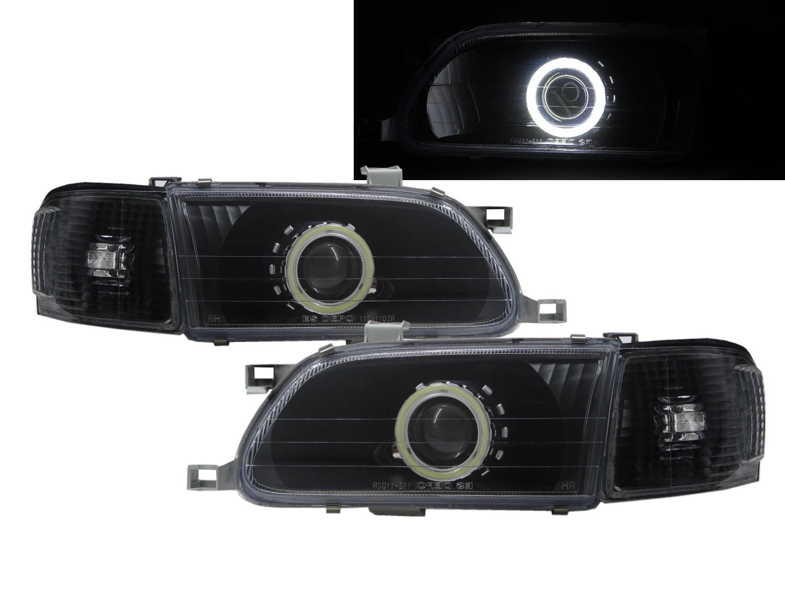 CrazyTheGod TERCEL L50 Fifth generation 1995-1999 Pre-Facelift Sedan 4D COB Bi-Projector Headlight Headlamp Black US for TOYOTA RHD