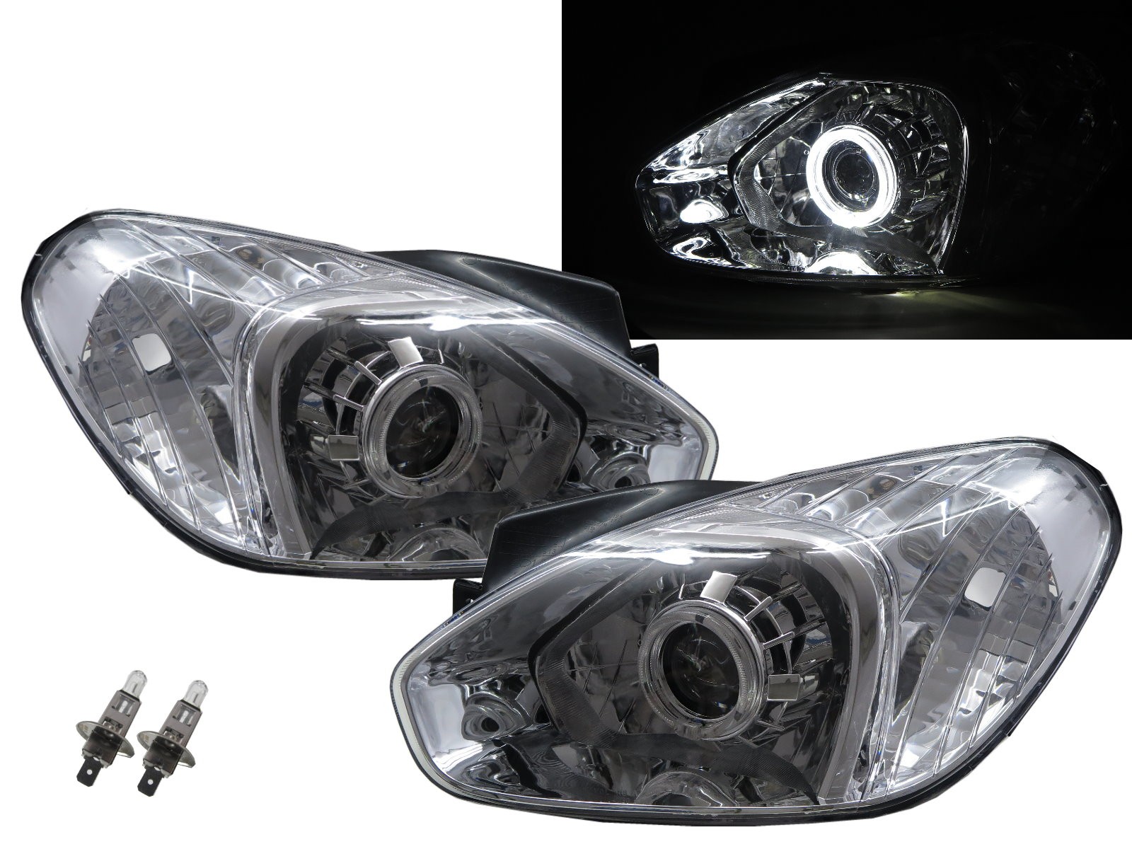 CrazyTheGod Attitude MC First generation 2005-2011 Sedan 4D Guide LED Angel-Eye Projector Headlight Headlamp Chrome US V1 for DODGE RHD