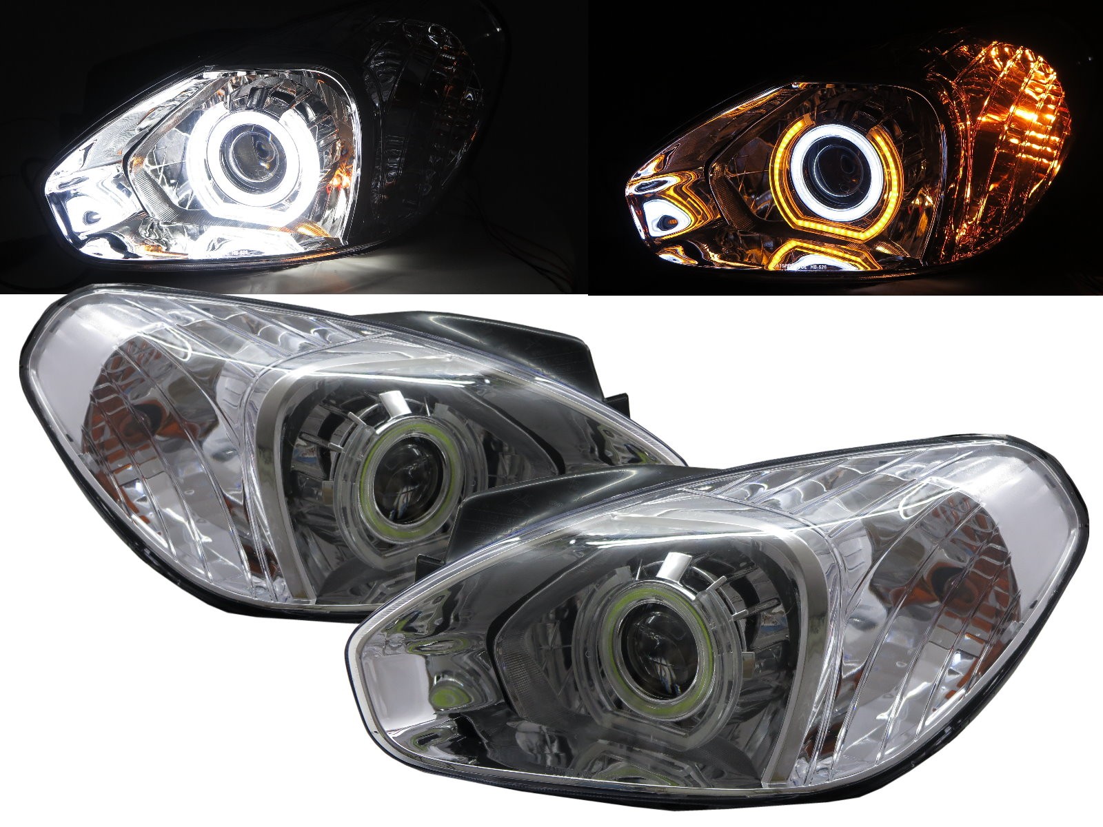 CrazyTheGod Attitude MC First generation 2005-2011 Sedan 4D COB 3D LED U Halo Headlight Headlamp Chrome V1 for DODGE RHD