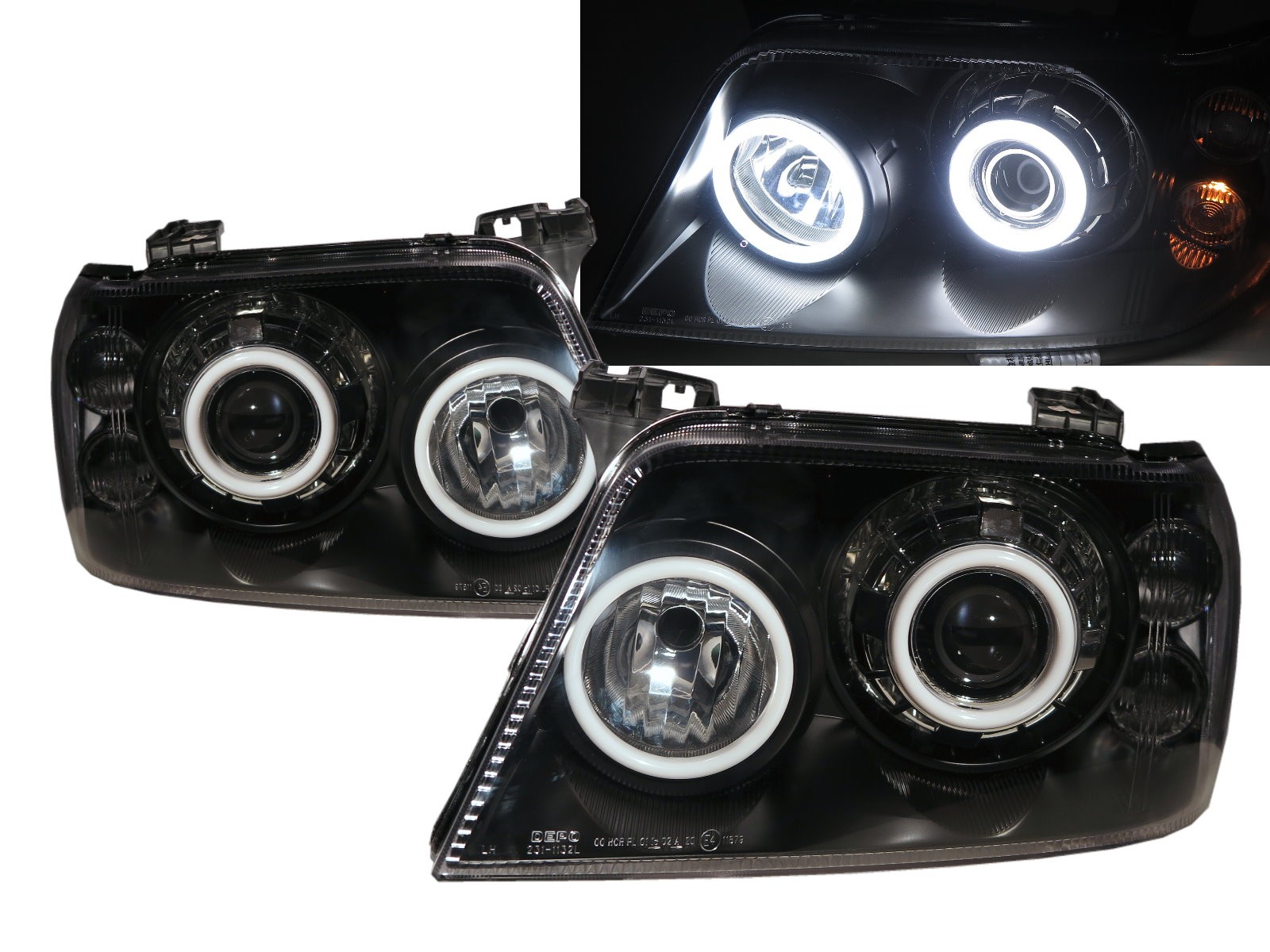 CrazyTheGod ESCAPE First generation 2004-2007 Facelift SUV 5D Cotton Halo Projector Headlight Headlamp Black for FORD LHD
