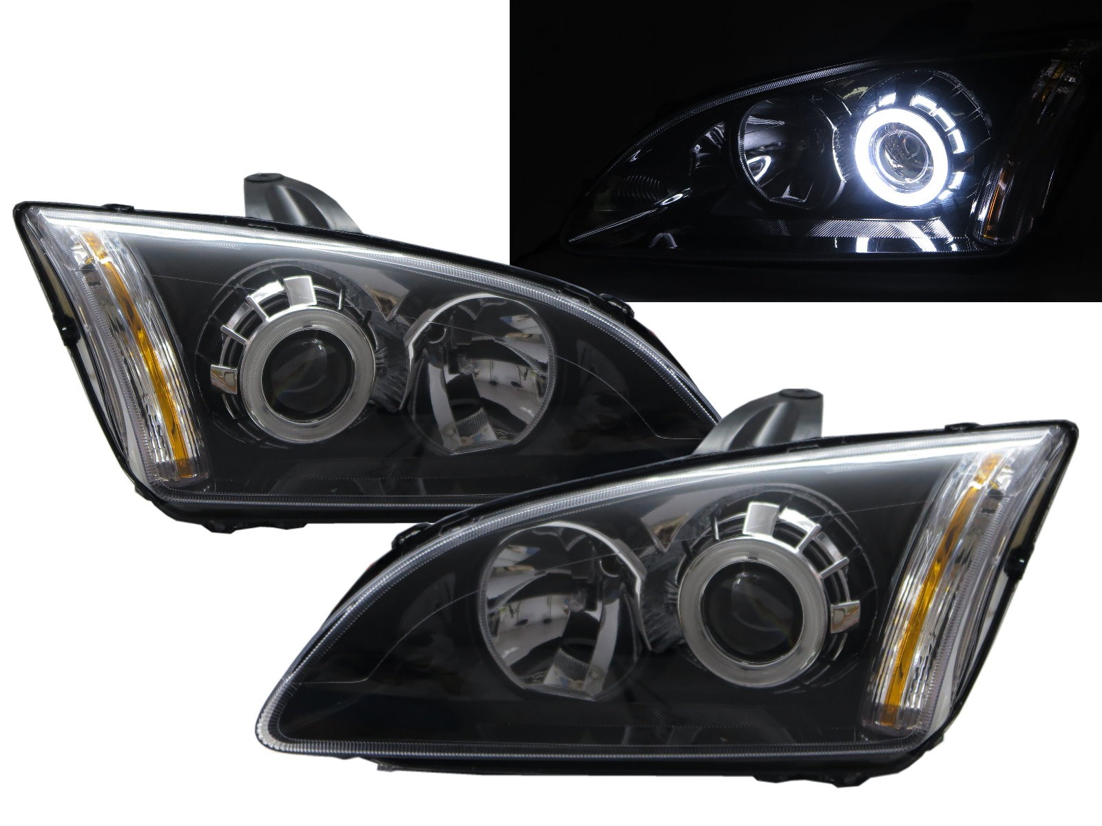 CrazyTheGod FOCUS Second generation 2005-2008 Sedan/Hatchback/Wagon 3D/4D/5D CCFL Projector Headlight Headlamp Black EUROPE for FORD RHD