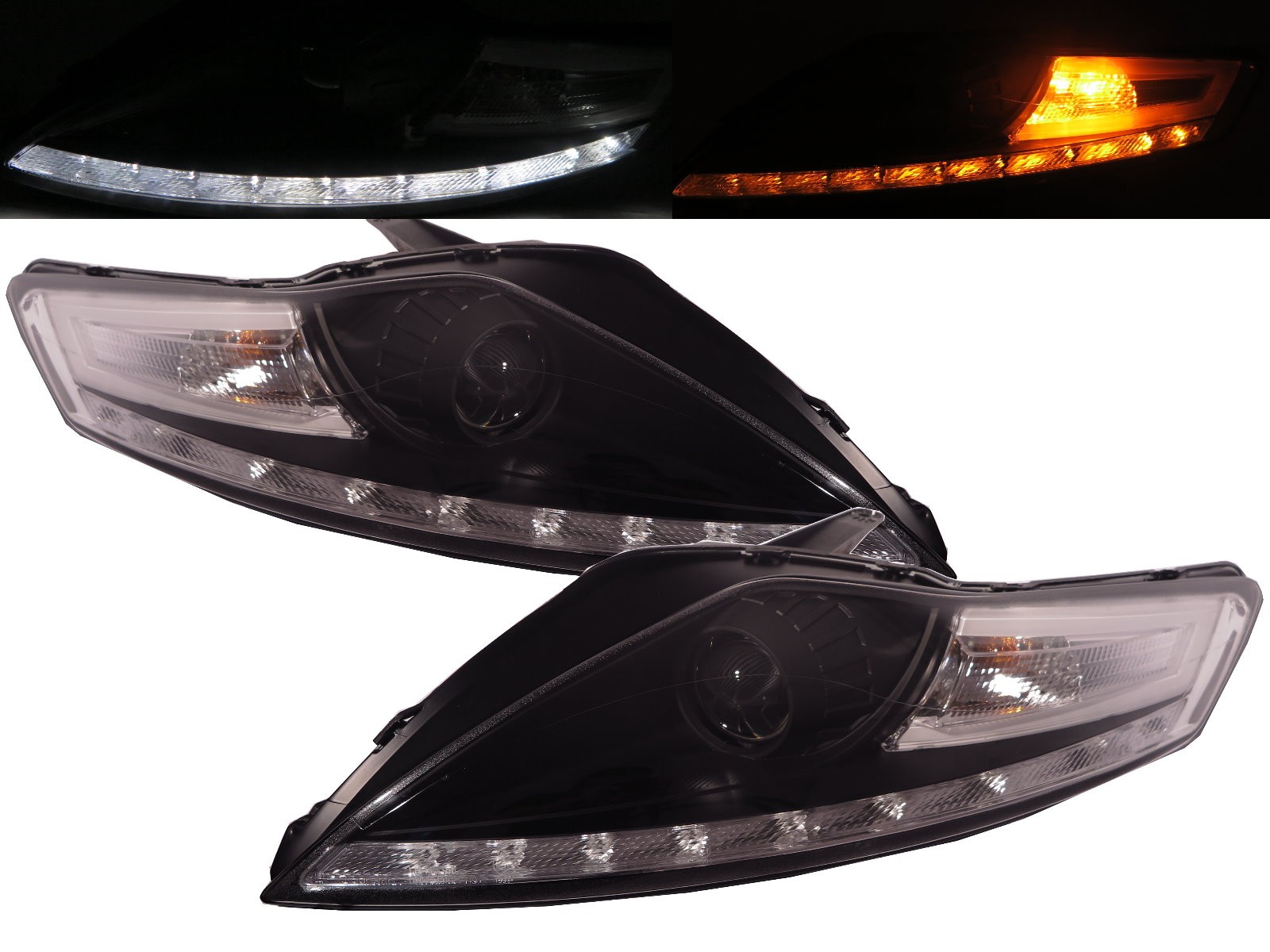 CrazyTheGod Mondeo BA7 MK4 2007-2014 Projector HEADLIGHT LED R8Look BLACK for FORD RHD
