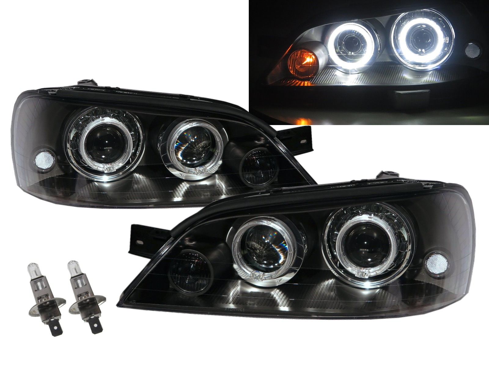 CrazyTheGod Tierra RS/LS 2000-2005 Sedan 4D Guide LED Halo Dual Projector Headlight Headlamp Black Taiwan for FORD RHD