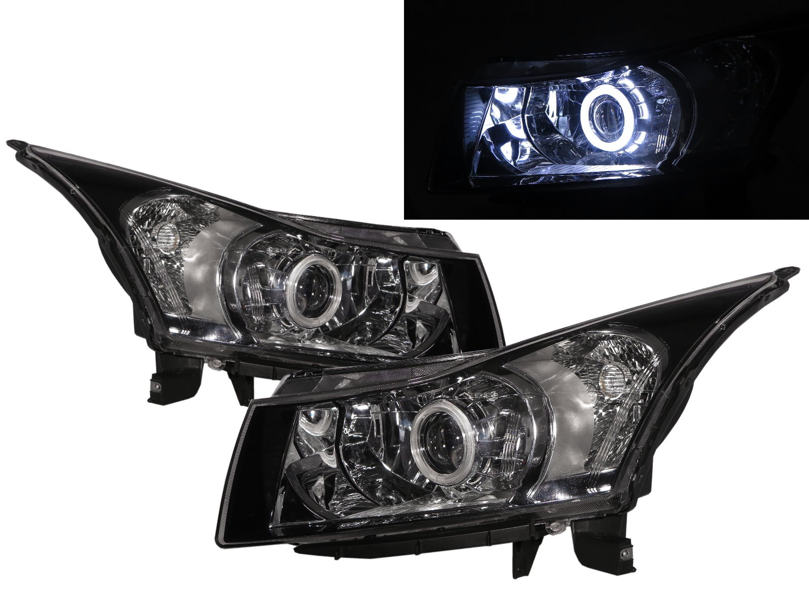 CrazyTheGod Cruze J300 First generation 2008-2016 CCFL Projector Headlight Headlamp Black EUROPE for CHEVROLET CHEVY LHD