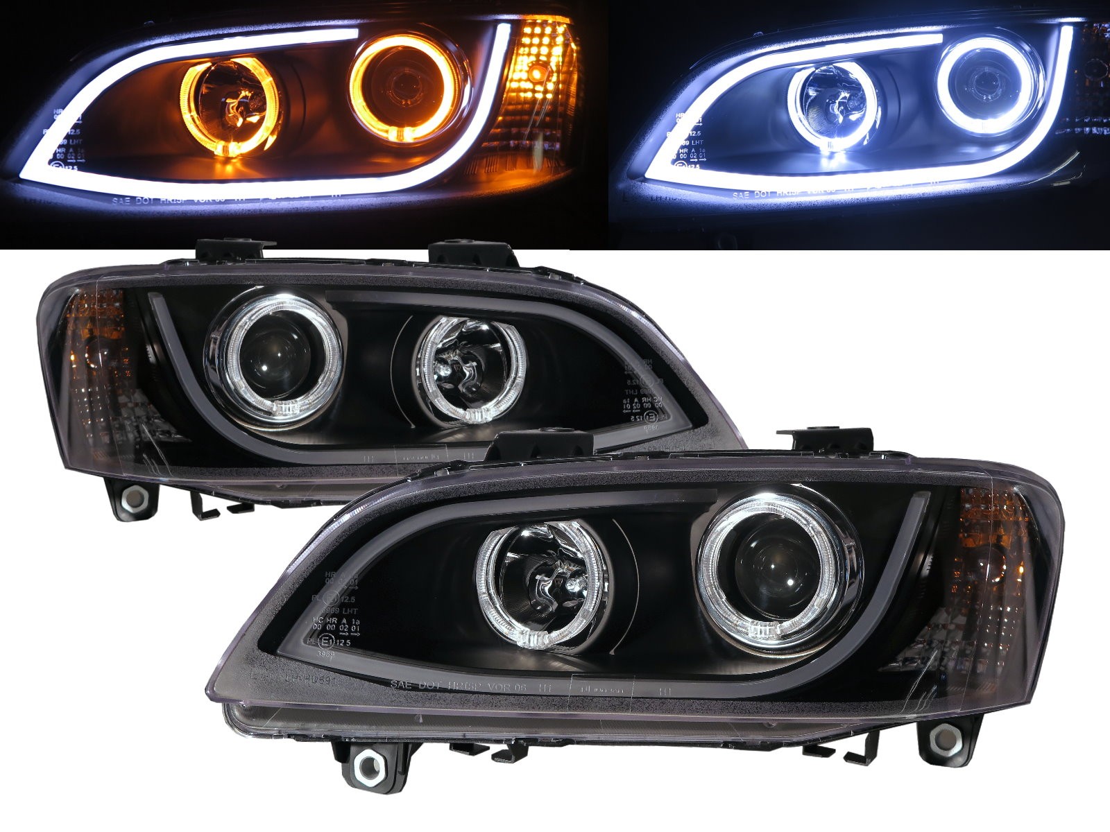 CrazyTheGod Lumina/Omega 2007-2010 Sedan 4D Guide LED Angel-Eye Projector Headlight Headlamp Black for CHEVROLET CHEVY LHD