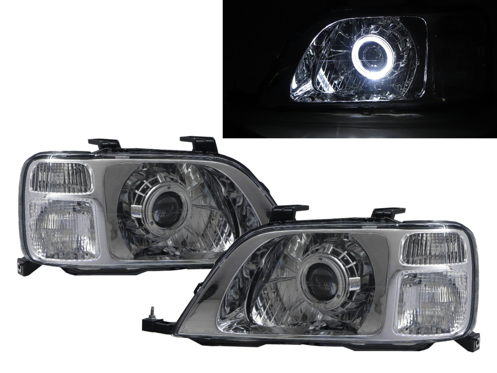 CrazyTheGod CR-V CRV RD1-RD3 First generation 1996-2001 SUV 5D Guide LED Angel-Eye Projector Headlight Headlamp Chrome for HONDA LHD