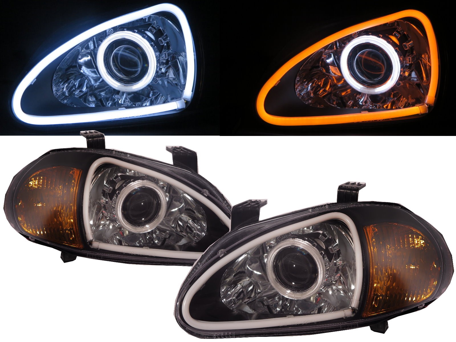 CrazyTheGod DEL SOL CRX 1993-1997 Coupe 2D CCFL Angel Eye BI-XENON Projector Headlight Headlamp Black for HONDA RHD 