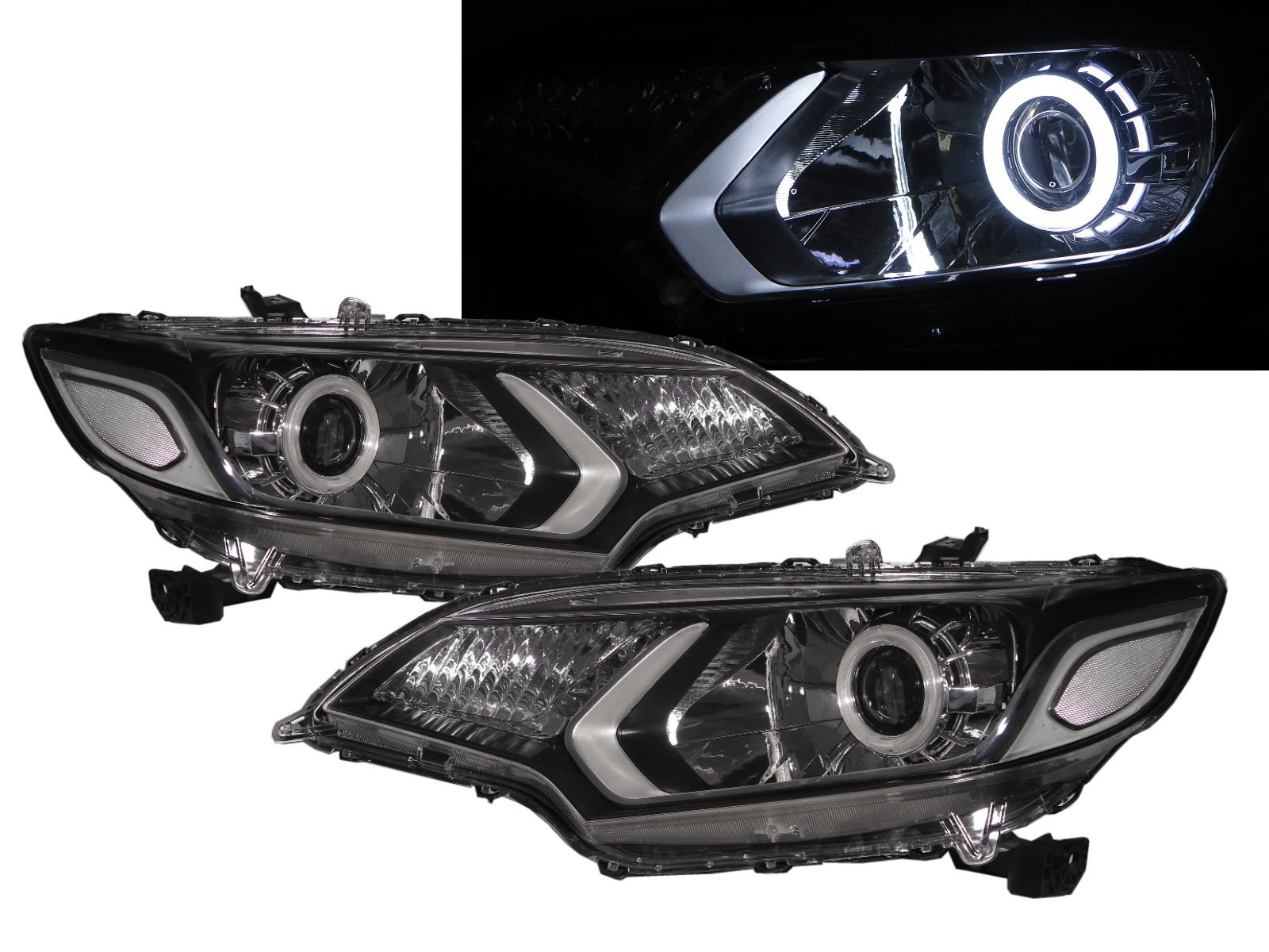 CrazyTheGod FIT/JAZZ Third generation 2013-ON Hatchback 5D CCFL Projector Headlight Headlamp Black for HONDA LHD