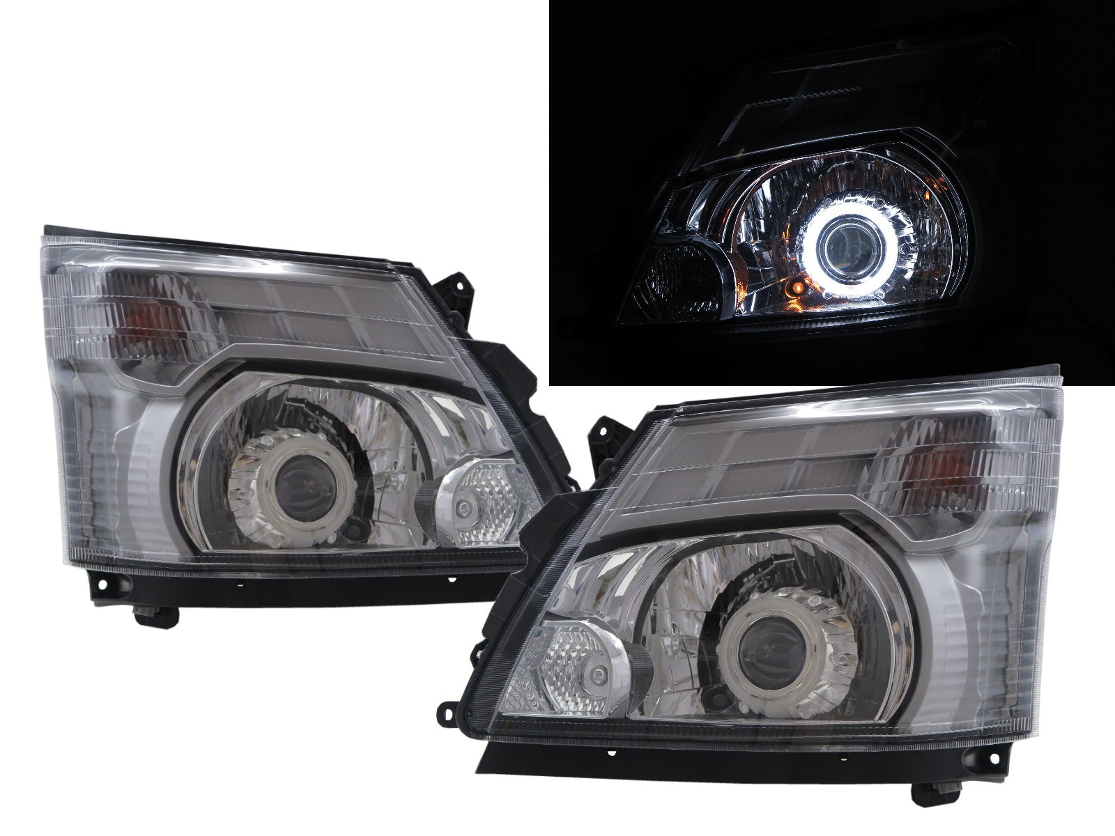 CrazyTheGod 300 Series Second generation 2011-present Truck 2D CCFL Projector Headlight Headlamp Chrome for HINO RHD