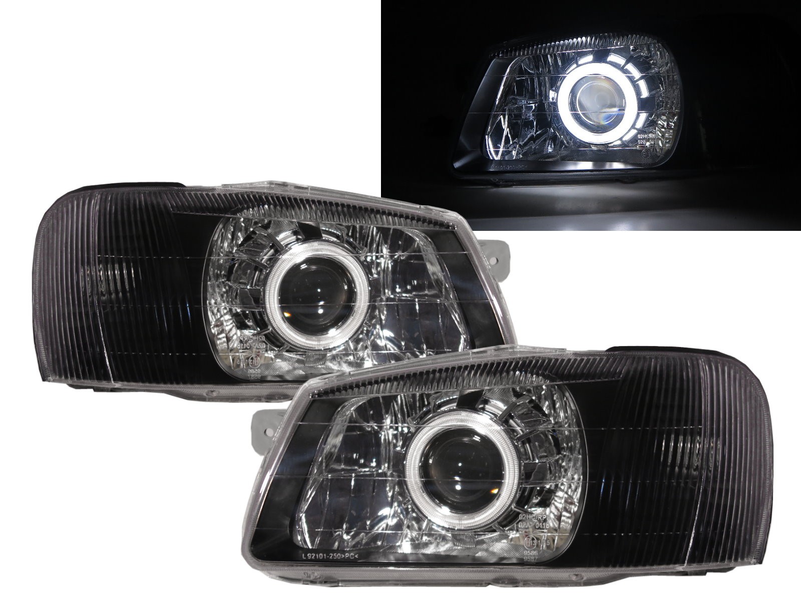 CrazyTheGod Accent/Verna LC Second generation 1999-2003 PRE-FACELIFT Sedan 4D CCFL Projector Headlight Headlamp Black V1 for HYUNDAI RHD