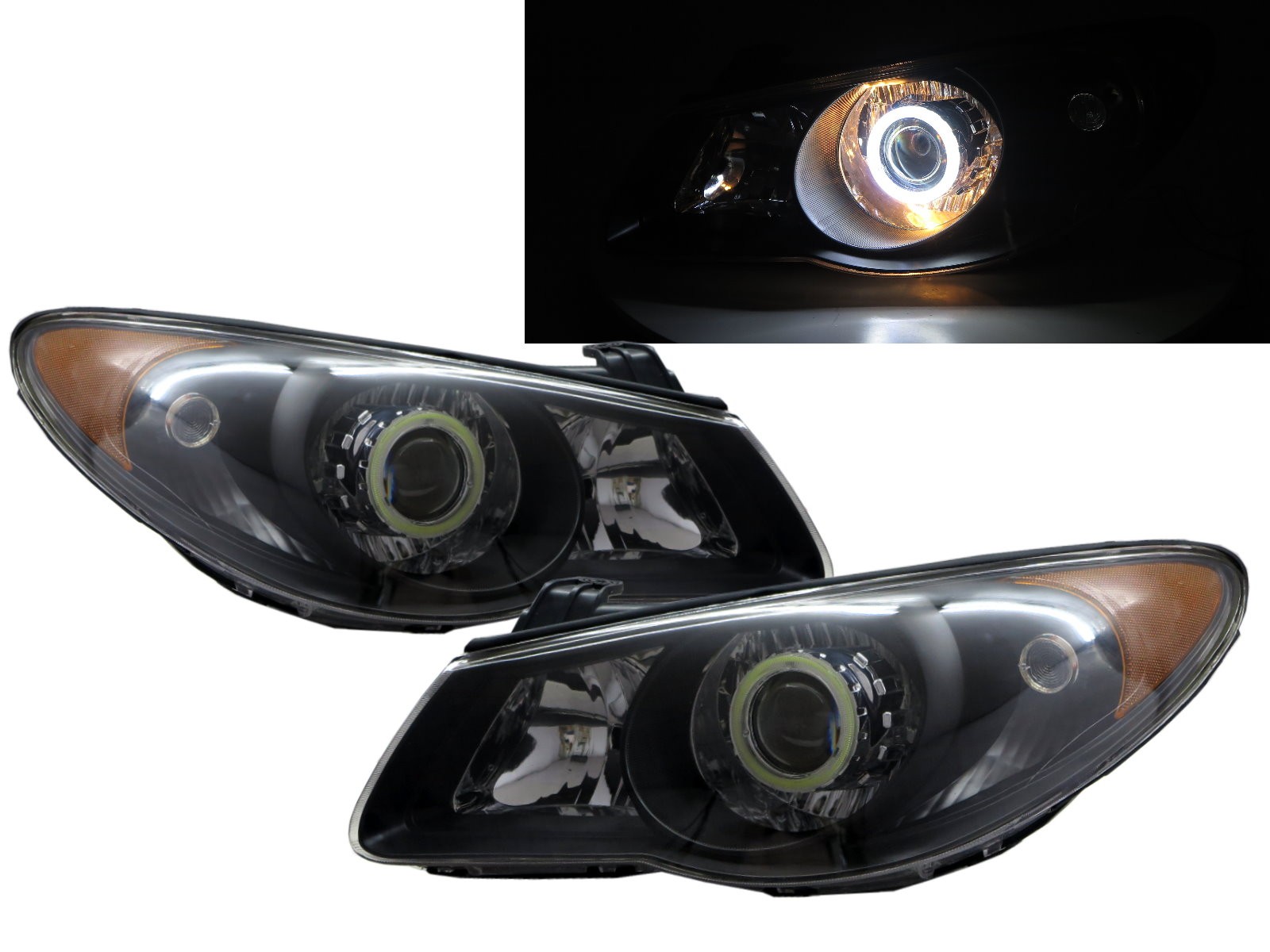 CrazyTheGod Avante HD Fourth generation 2007-2010 Sedan 4D COB Projector Headlight Headlamp Black for HYUNDAI LHD