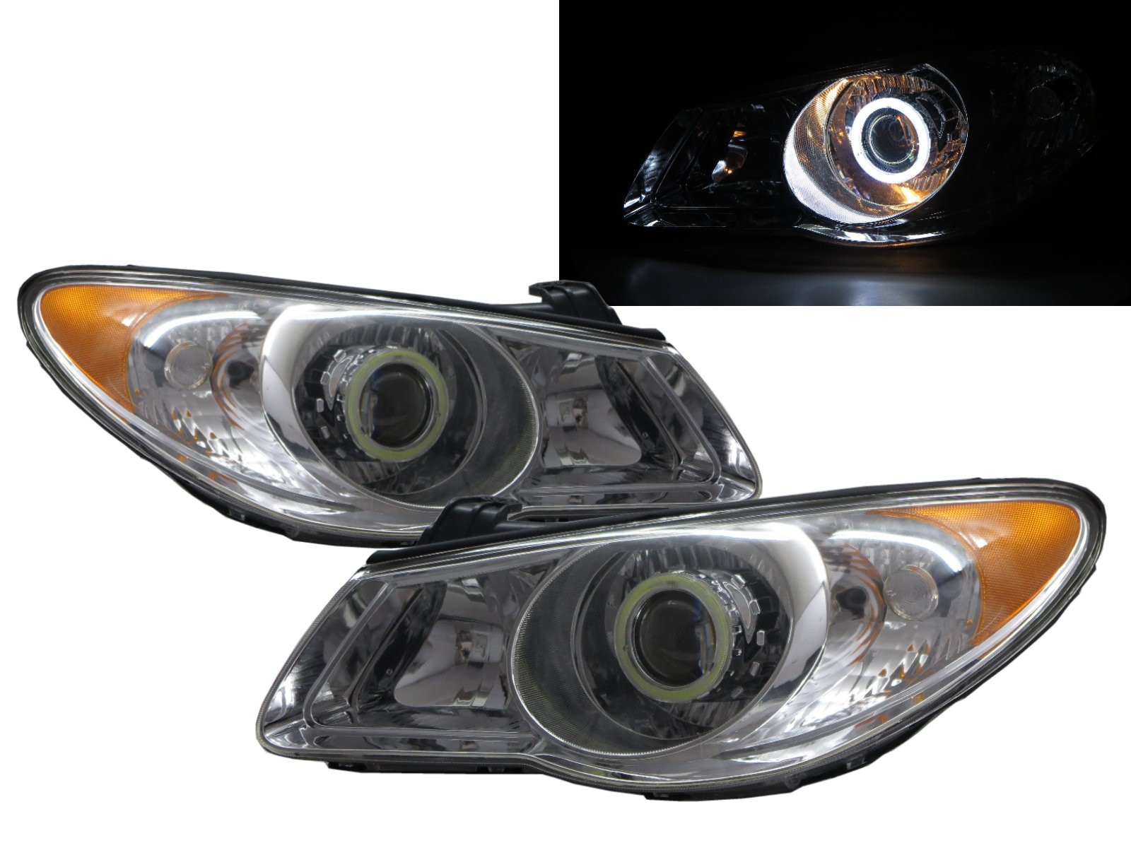 CrazyTheGod Elantra HD Fourth generation 2007-2010 Sedan 4D COB Projector Headlight Headlamp Chrome for HYUNDAI LHD