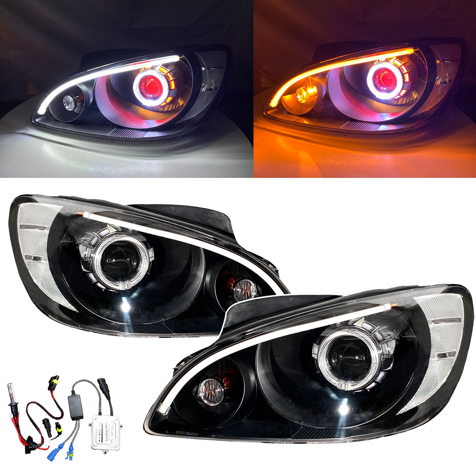 CrazyTheGod Getz/Click 2005-2011 FACELIFT Hatchback 3D/5D CCFL Projector LED Bar Headlight Headlamp Black for HYUNDAI LHD