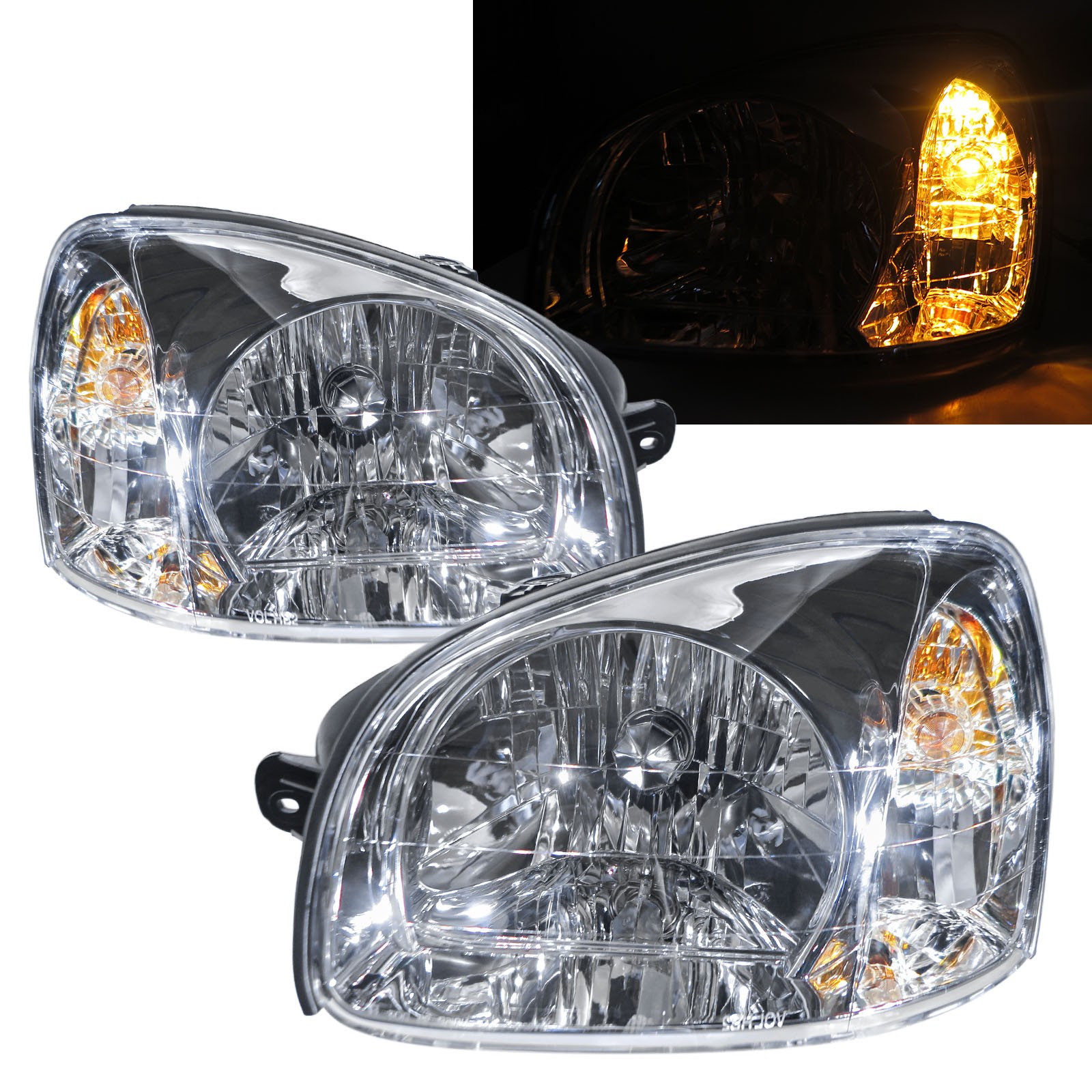 CrazyTheGod Santa FE SM First generation 2003-2006 Facelift Wagon 5D Clear Headlight Headlamp Chrome US for HYUNDAI LHD