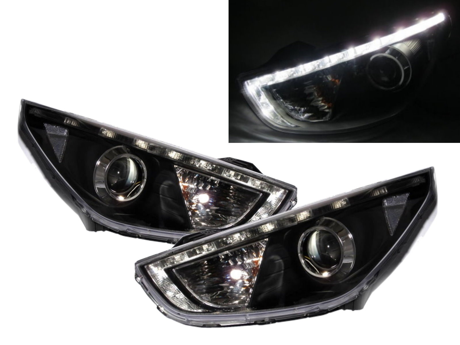 CrazyTheGod Tucson LM Second generation 2009-2015 SUV 5D LED Bar Projector Headlight Headlamp Black for HYUNDAI LHD