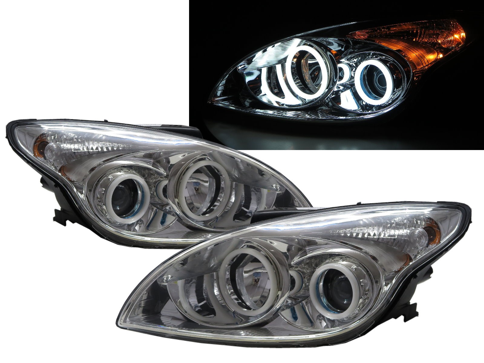 CrazyTheGod i30 FD First generation 2007-2012 Hatchback 5D Cotton Halo Projector Headlight Headlamp Chrome for HYUNDAI LHD
