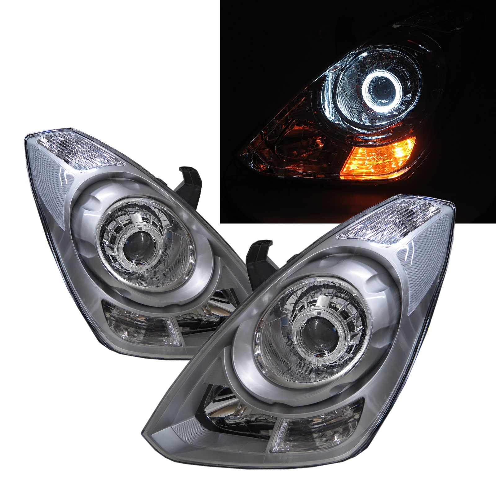CrazyTheGod iMax TQ Second generation 2007-2017 Minibus/VAN 4D Guide LED Angel-Eye Projector Headlight Headlamp Silver for HYUNDAI LHD