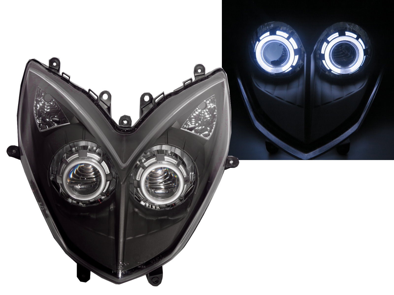 CrazyTheGod Movie 2013-2014 Motorcycles CCFL Projector LED Headlight Headlamp Black for KYMCO