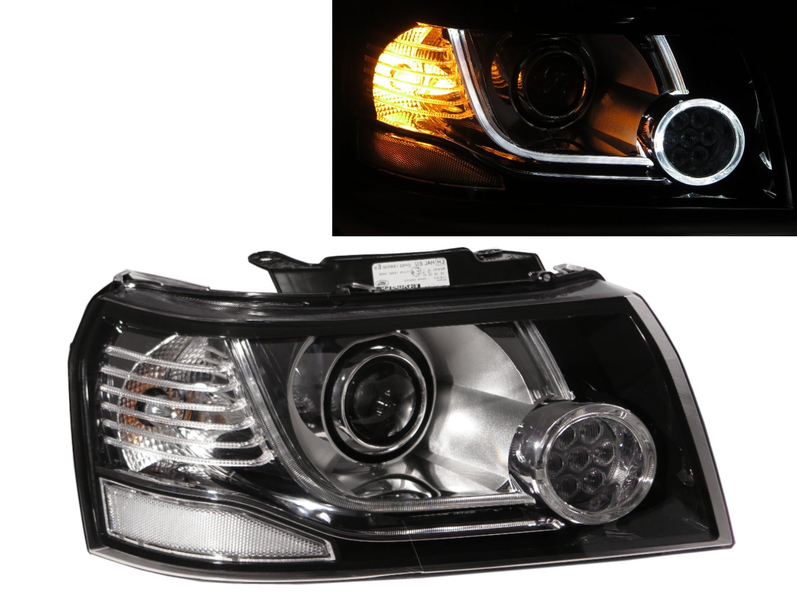 CrazyTheGod FREELANDER 2 L359 Second generation 2006-2010 PRE-FACELIFT SUV 5D LED Halogen Right Side Headlight Headlamp Black for LAND ROVER LHD
