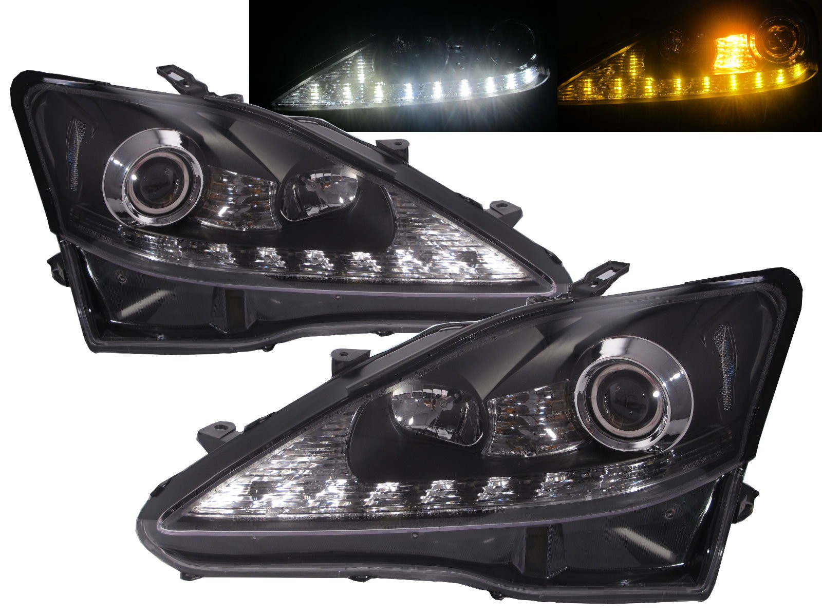 CrazyTheGod IS IS250/IS350 XE20 Second generation 2006-2009 PRE-FACELIFT Sedan/Convertible 2D/4D R8Look LED Bar HID Headlight Headlamp Black V1 for LEXUS RHD