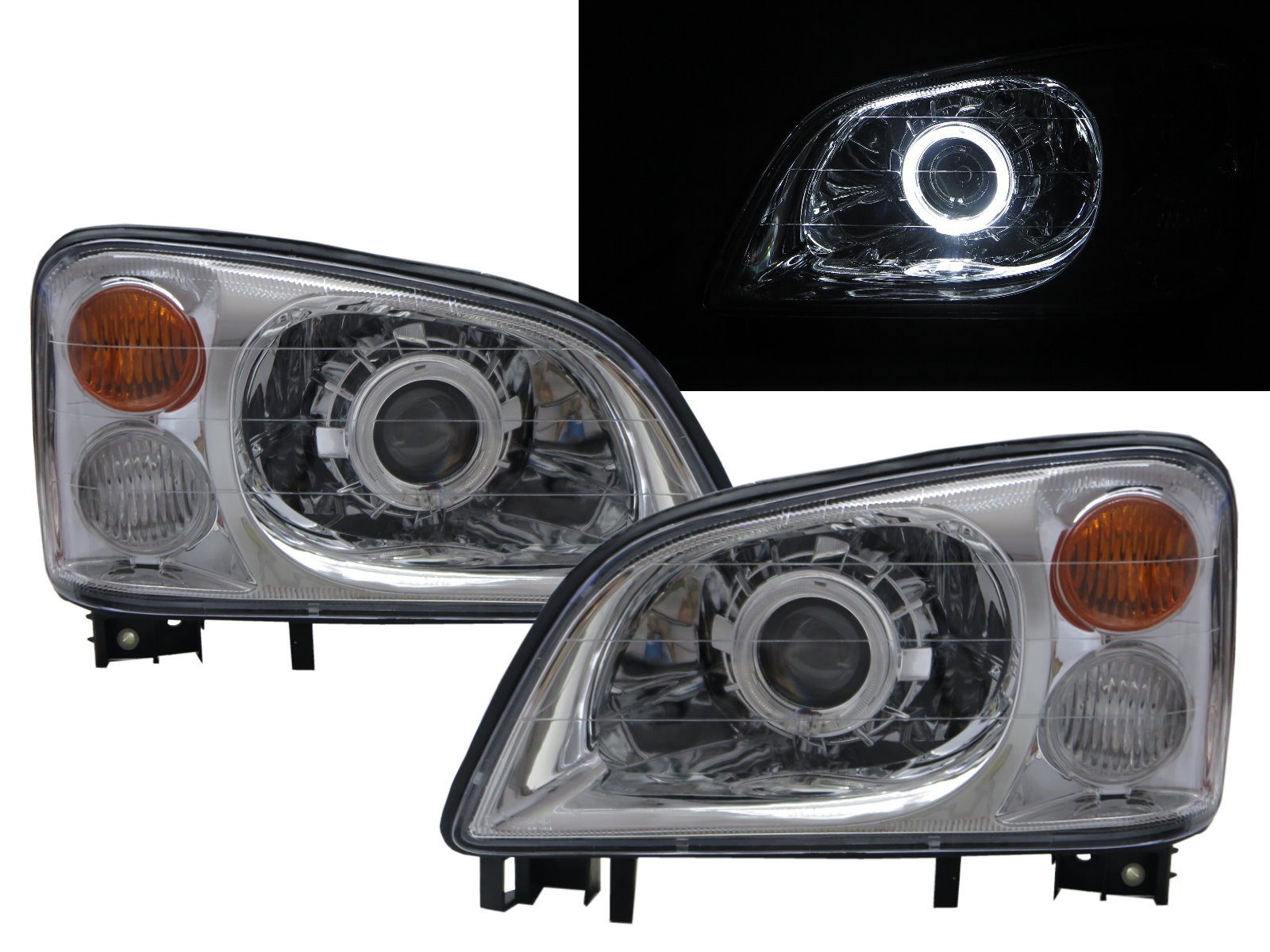 CrazyTheGod Veryca 2000-2009 Truck 2D/4D Guide LED Angel-Eye Projector Headlight Headlamp Chrome for Mitsubishi LHD