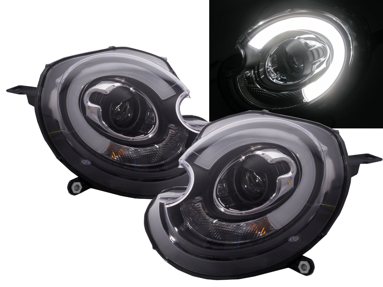 CrazyTheGod MINI COOPER R55 R56 R57 R58 R59 2006-2011 Hatchback/Coupe/Convertible/SUV 2D/3D/4D/5D LED Bar Projector Headlight Headlamp Black for MINI LHD