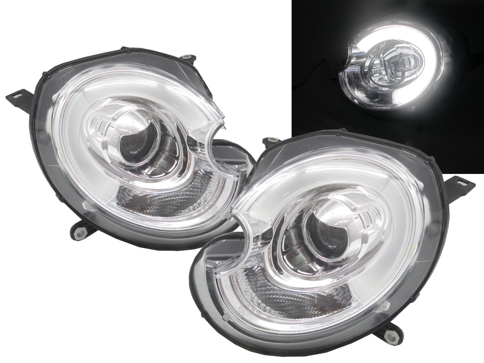 CrazyTheGod MINI COOPER R55 R56 R57 R58 R59 2006-present Hatchback/Coupe/Convertible/SUV 2D/3D/4D/5D LED Bar Projector Headlight Headlamp Chrome for MINI RHD